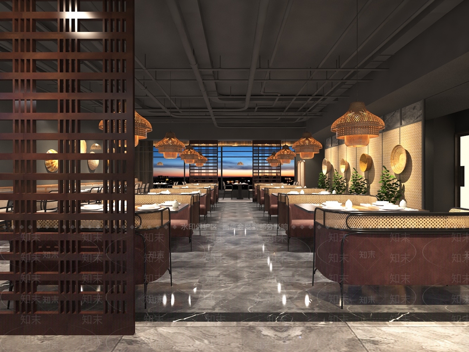 新中式中餐厅3D模型下载【ID:1189971600】