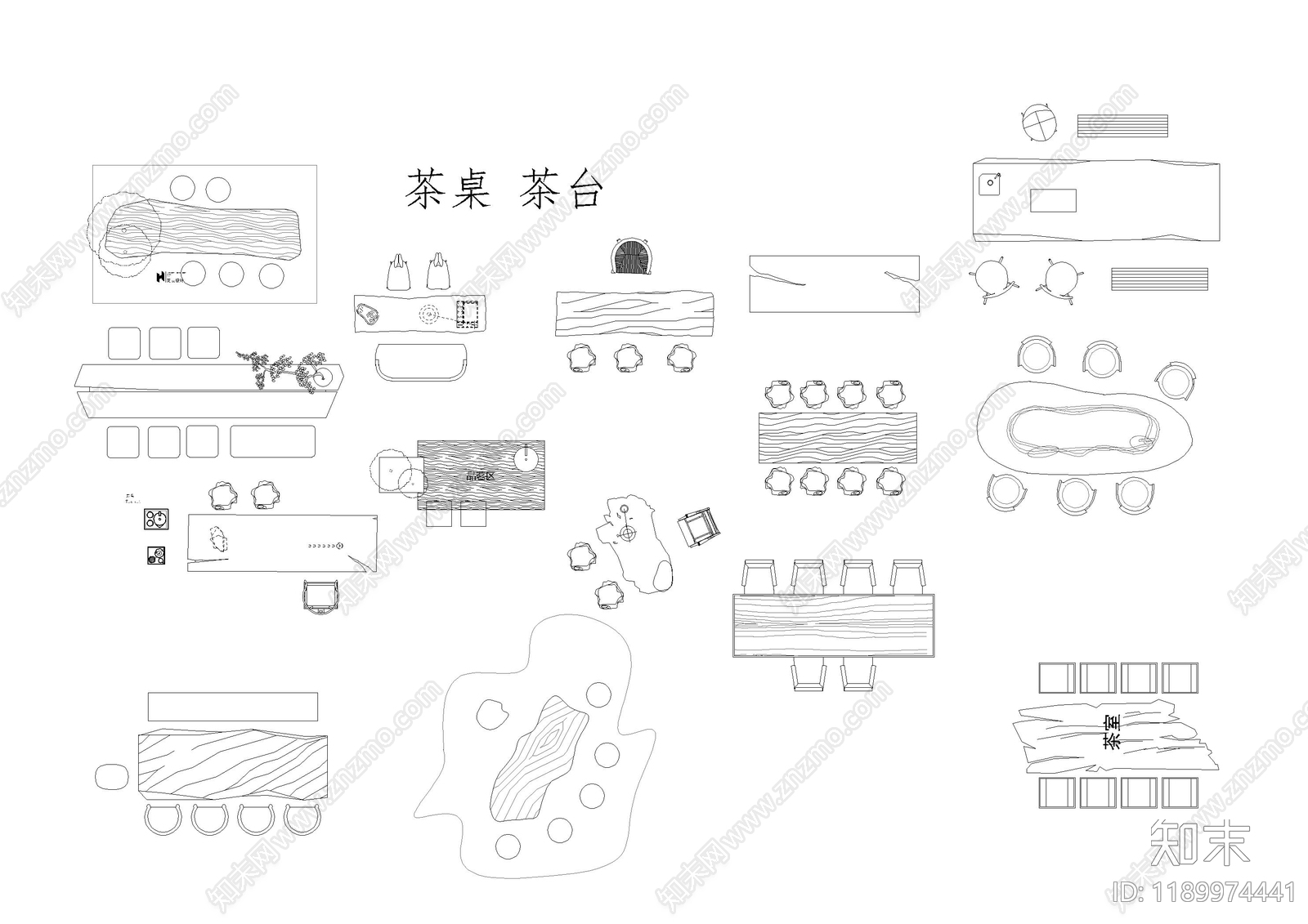 现代桌椅cad施工图下载【ID:1189974441】