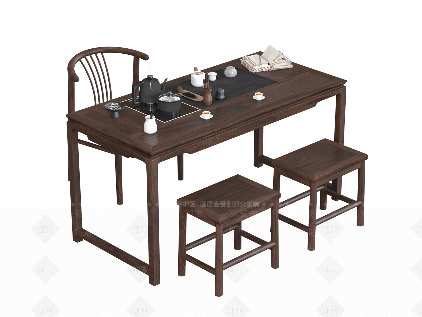 新中式茶室SU模型下载【ID:1189978142】