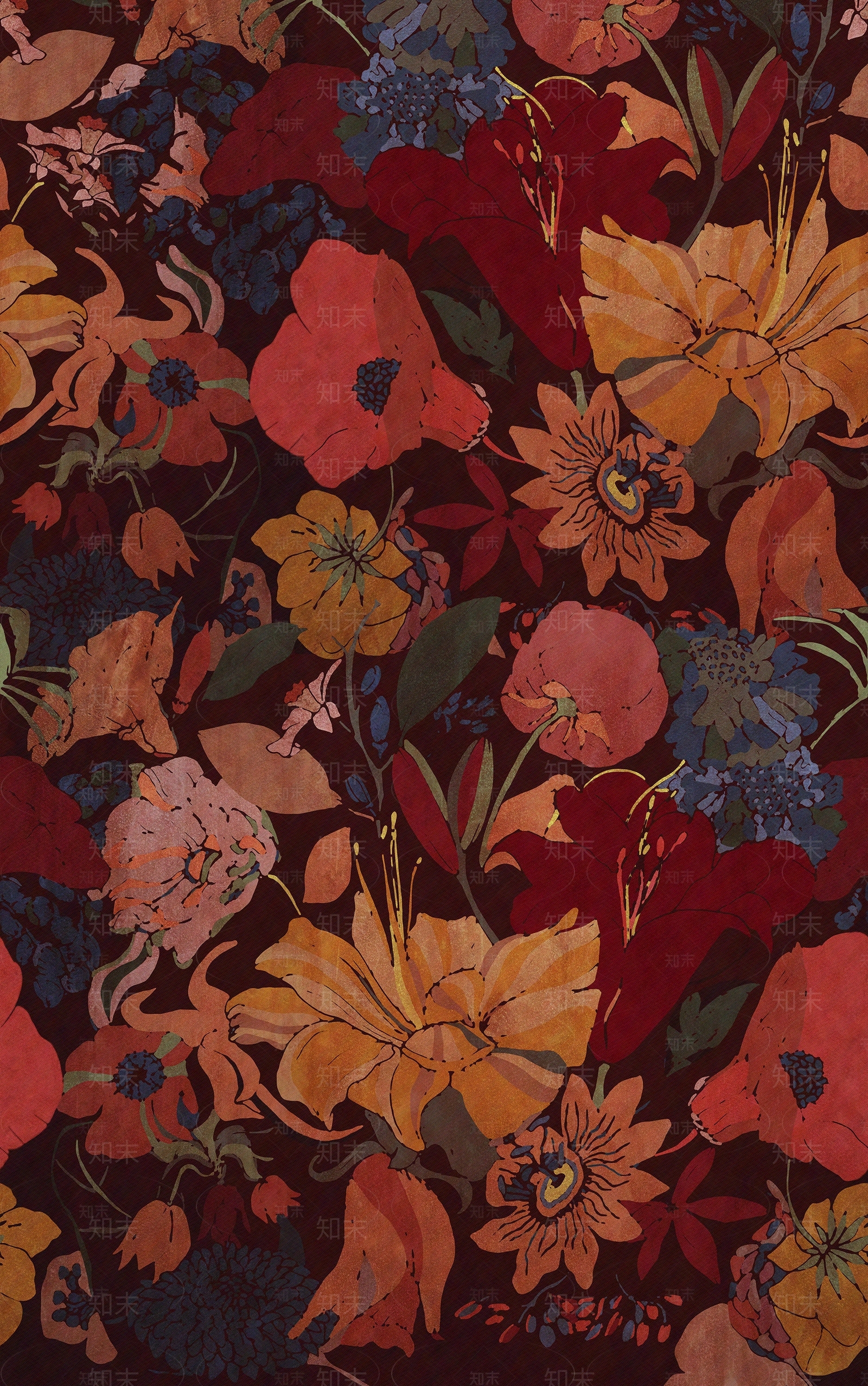 新中式意式花纹壁纸贴图下载【ID:1189981342】