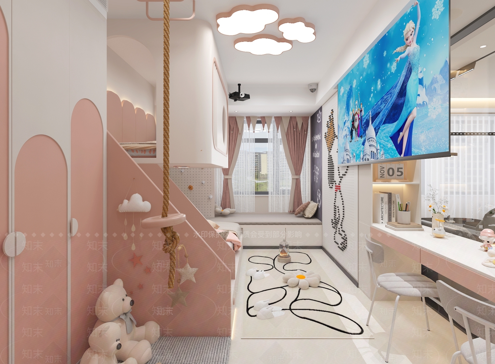 现代奶油家居卧室3D模型下载【ID:1189984345】