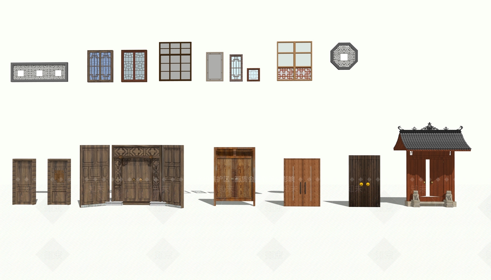 中式新中式窗户组合SU模型下载【ID:1189982831】