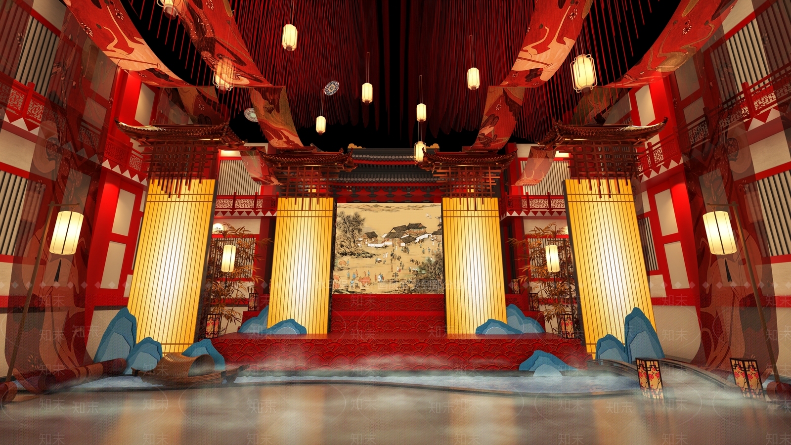 中式舞台SU模型下载【ID:1189984173】