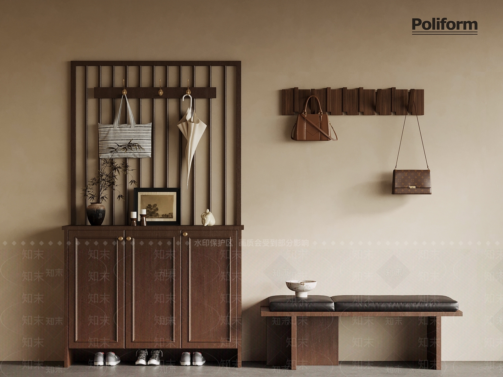 新中式鞋柜3D模型下载【ID:1189987750】