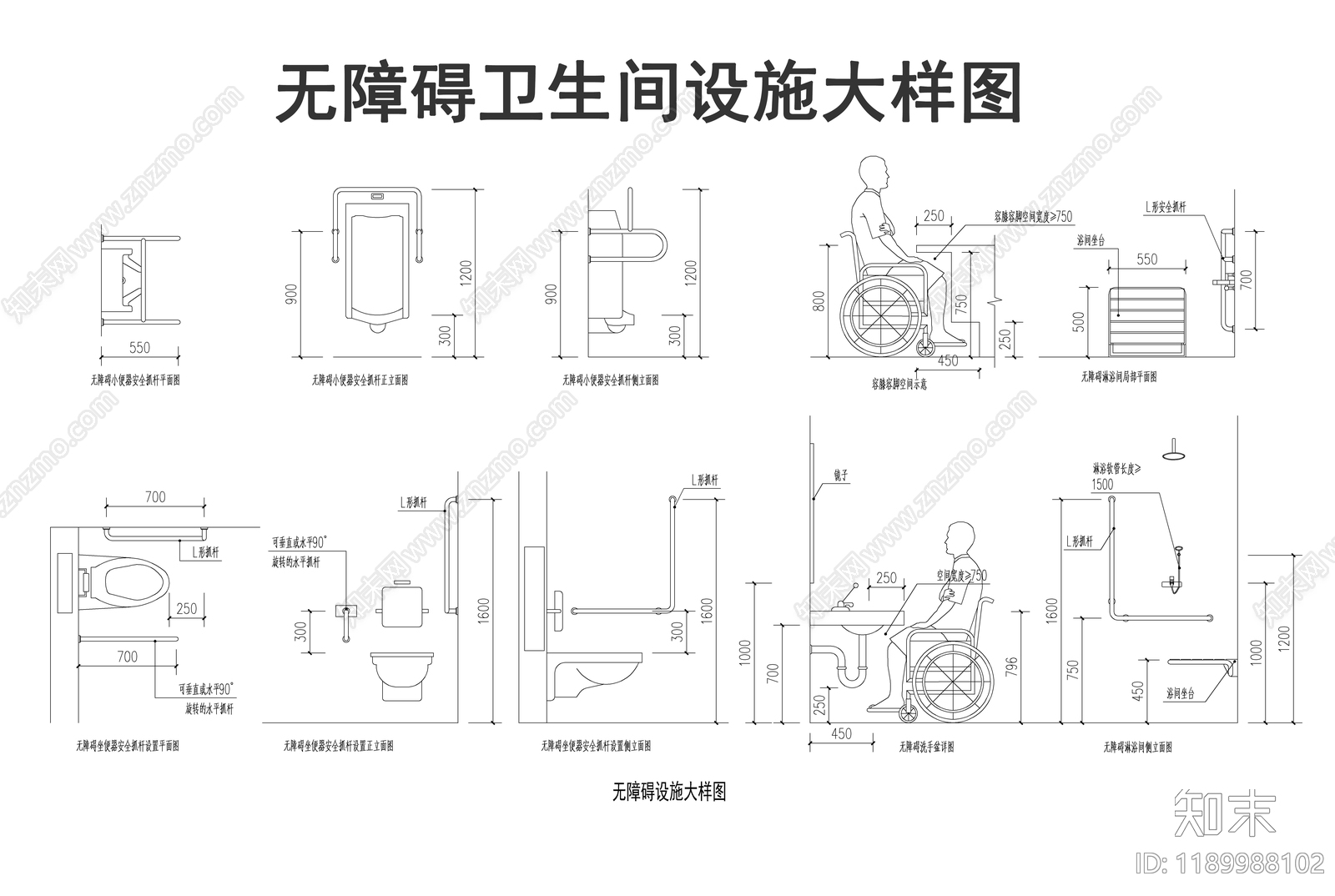 现代公共卫生间cad施工图下载【ID:1189988102】