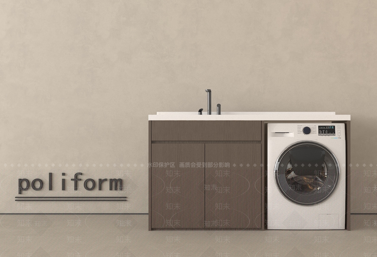 现代洗衣机柜SU模型下载【ID:1189989617】