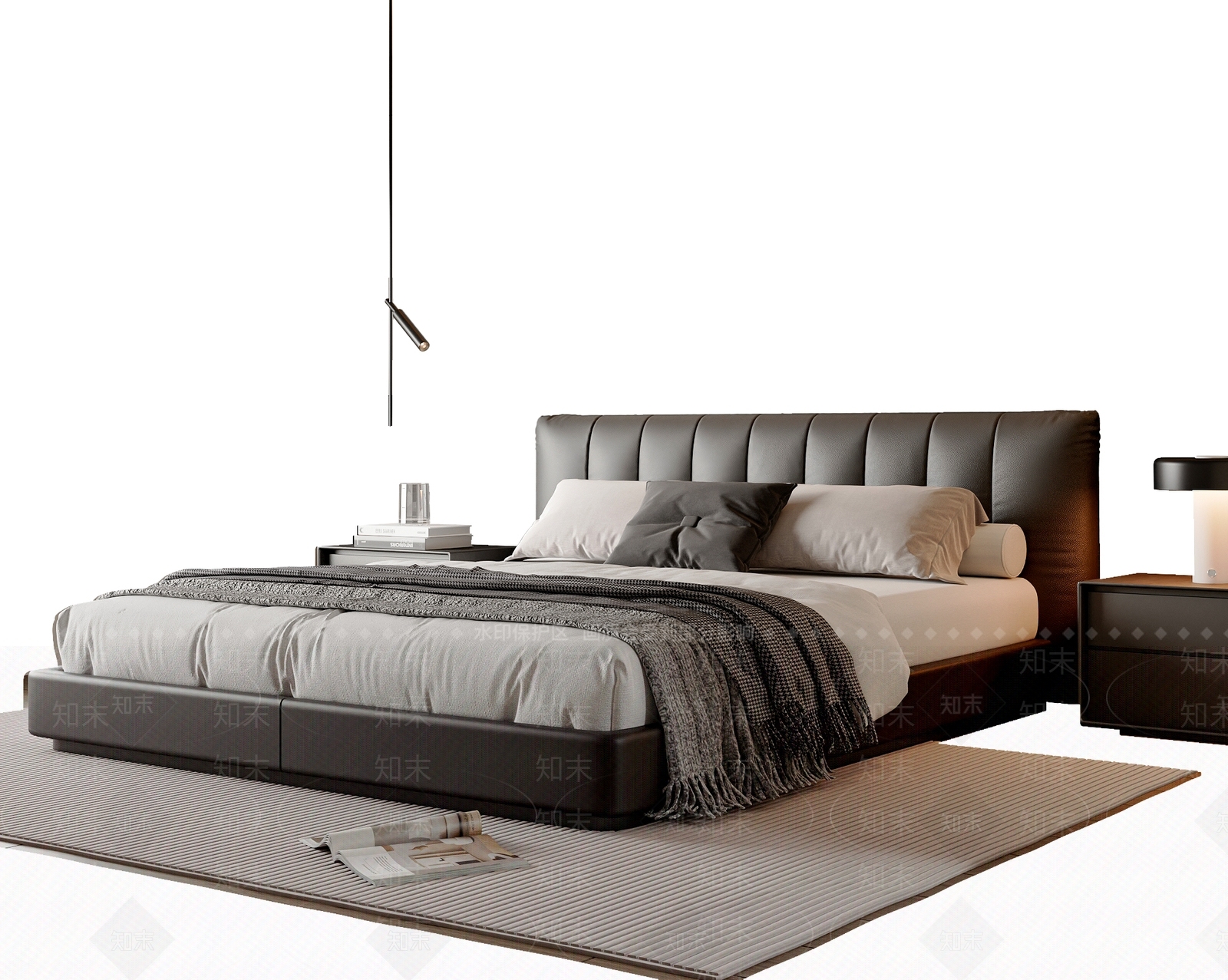 现代简约双人床3D模型下载【ID:1189992389】