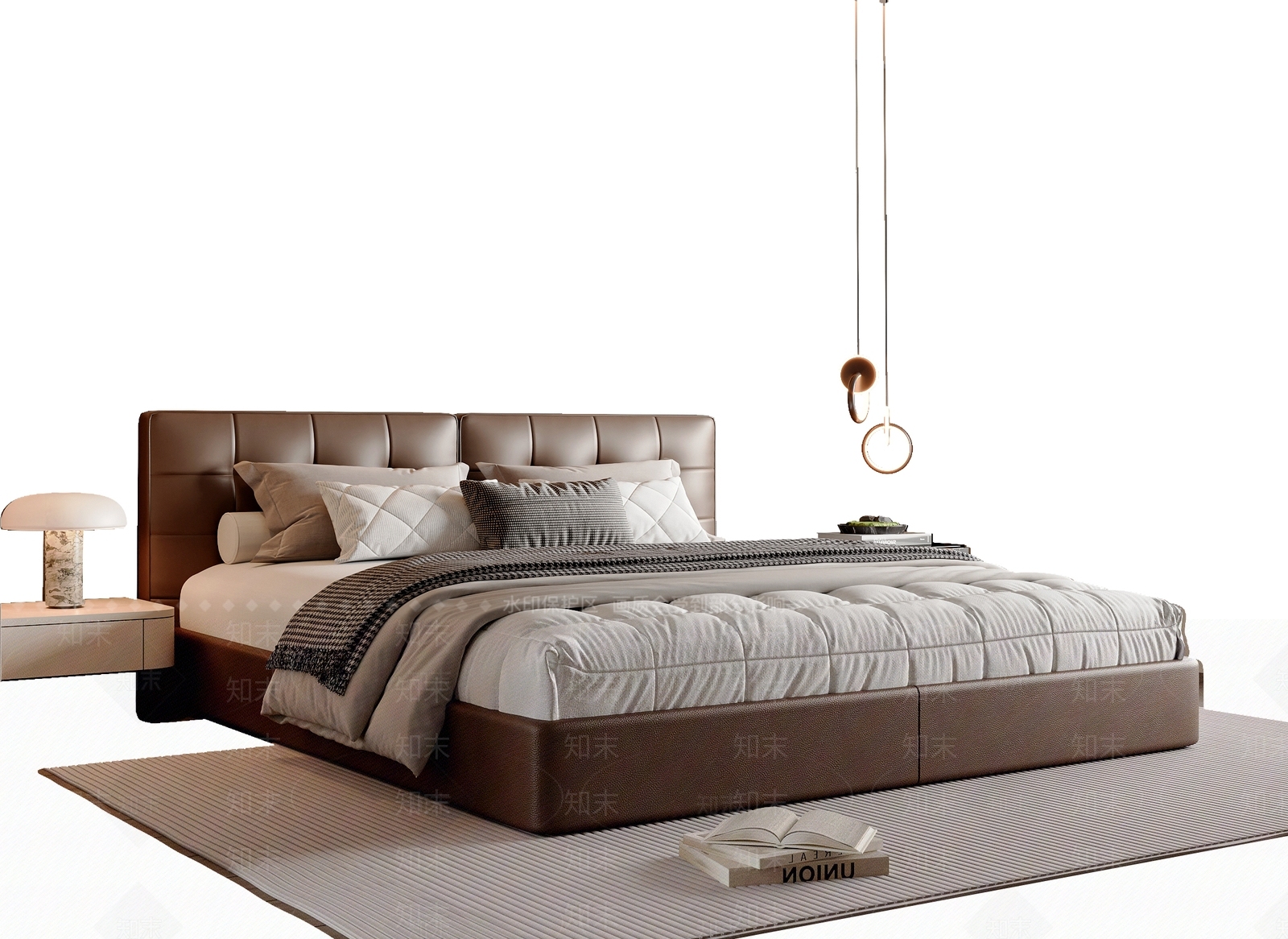 现代简约双人床3D模型下载【ID:1189992476】