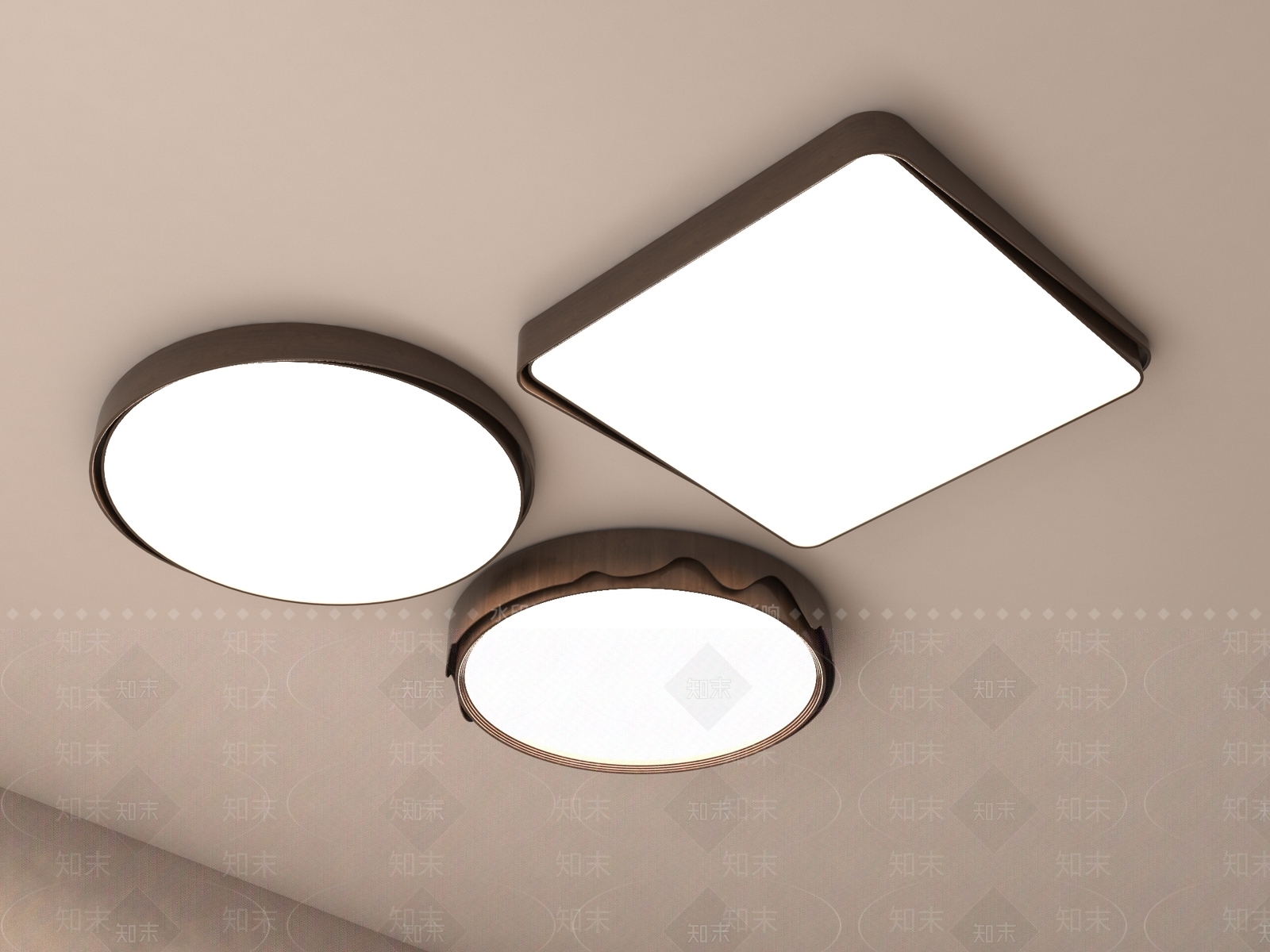 现代吸顶灯3D模型下载【ID:1189993730】