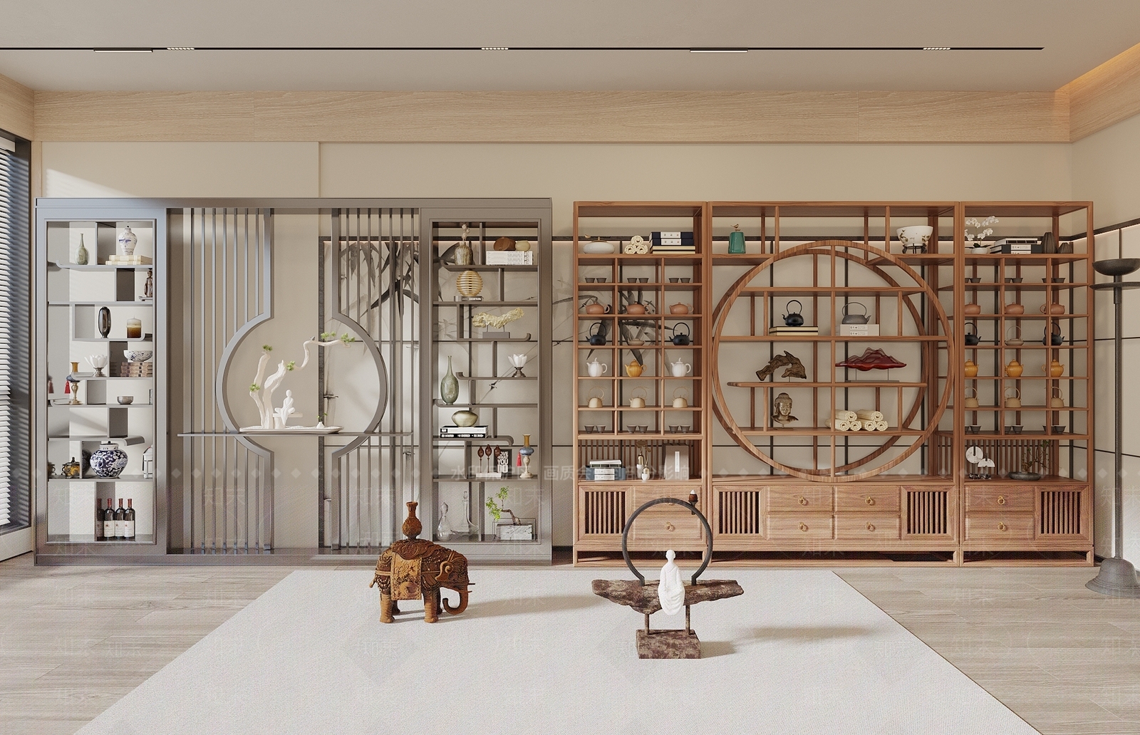 新中式中式博古架3D模型下载【ID:1189994852】