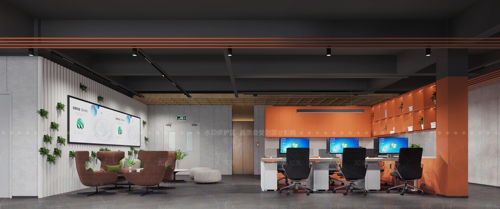 现代办公大厅3D模型下载【ID:1189996228】
