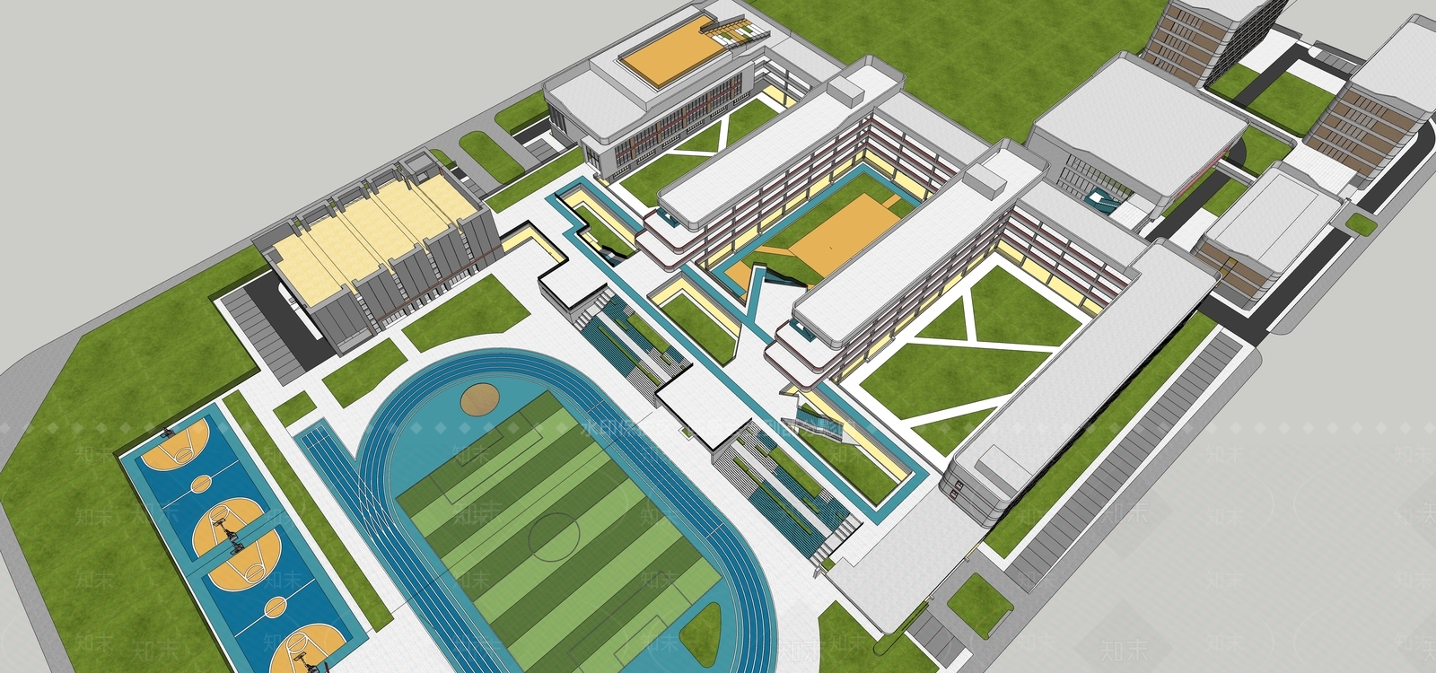 现代学校建筑SU模型下载【ID:1189996787】