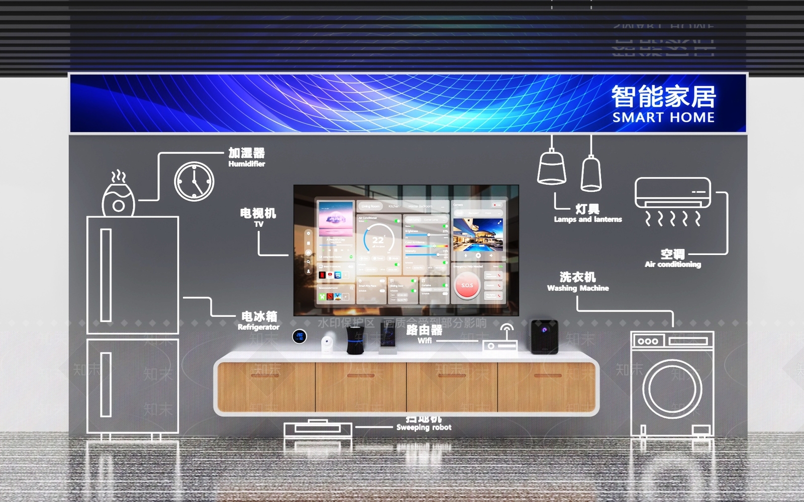 现代科技展厅SU模型下载【ID:1190001648】