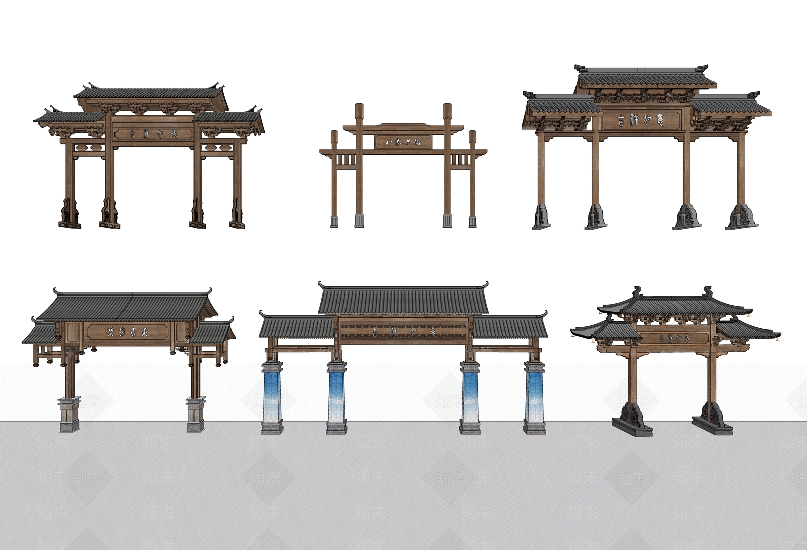 新中式中式牌坊牌楼SU模型下载【ID:1190004252】