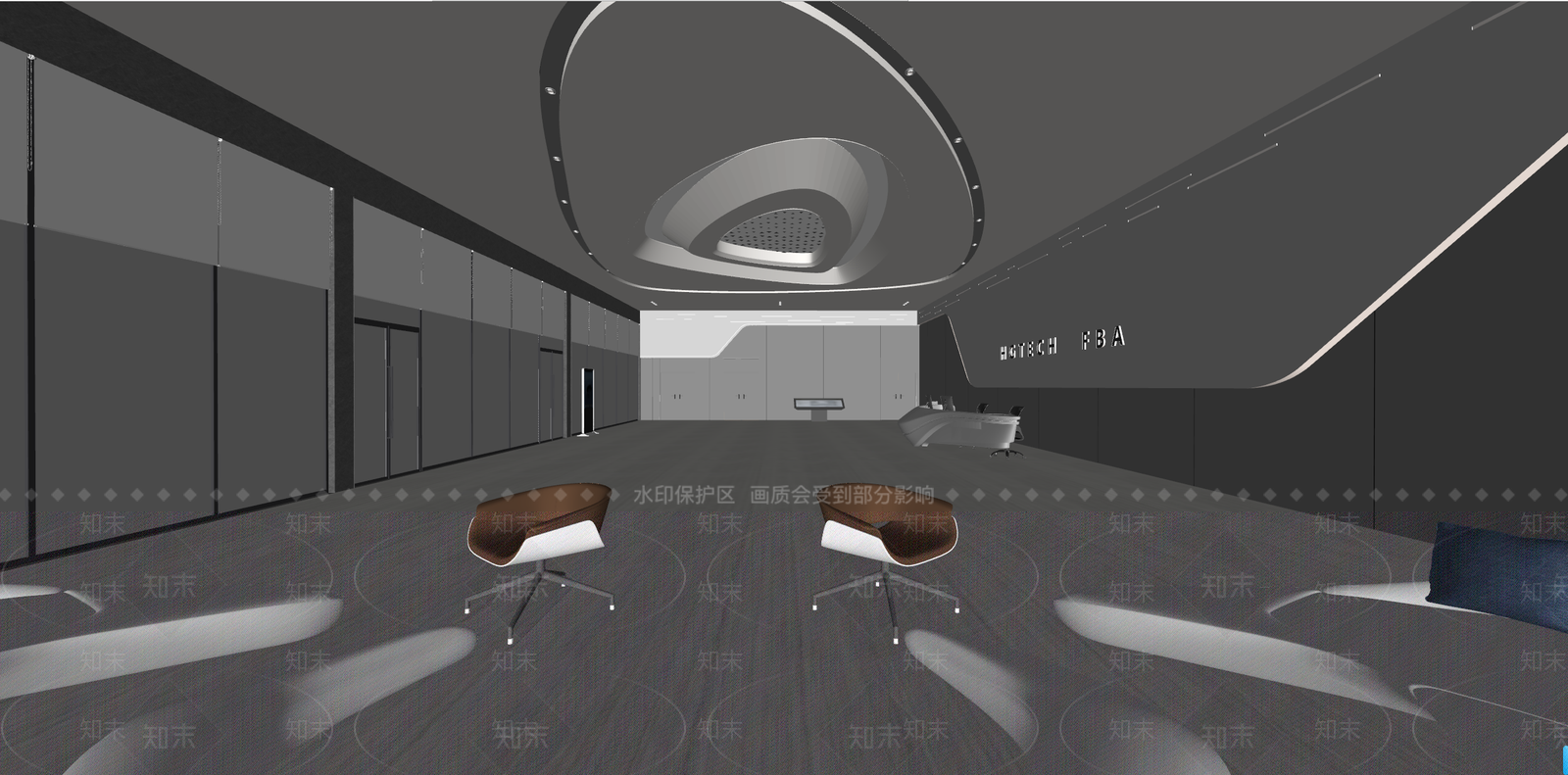 现代极简办公大堂SU模型下载【ID:1190006263】
