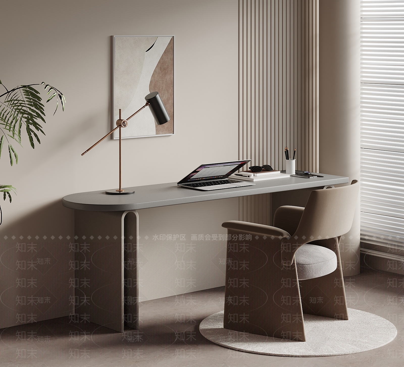 意式轻奢书桌3D模型下载【ID:1190013193】