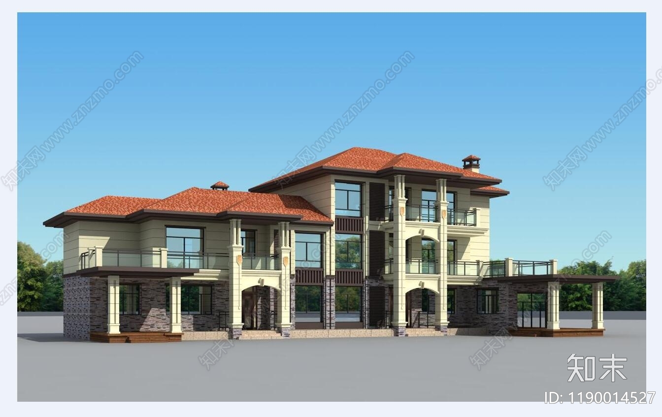 欧式别墅建筑施工图下载【ID:1190014527】