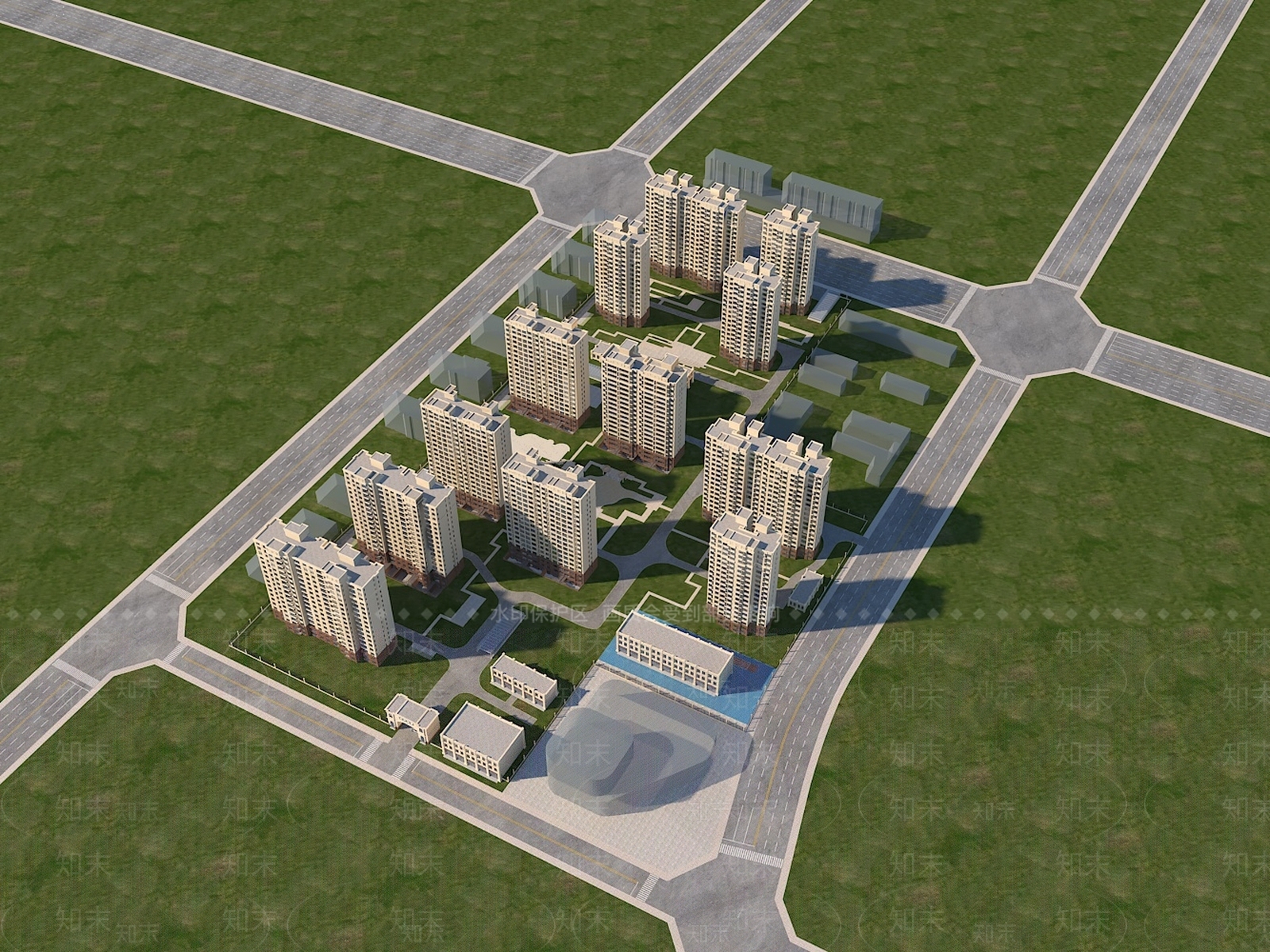 现代高层住宅3D模型下载【ID:1190014230】