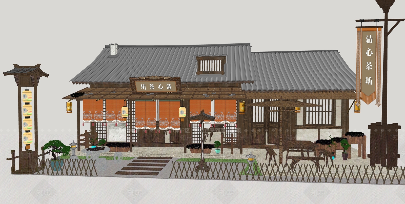 中式古建筑SU模型下载【ID:1190016099】