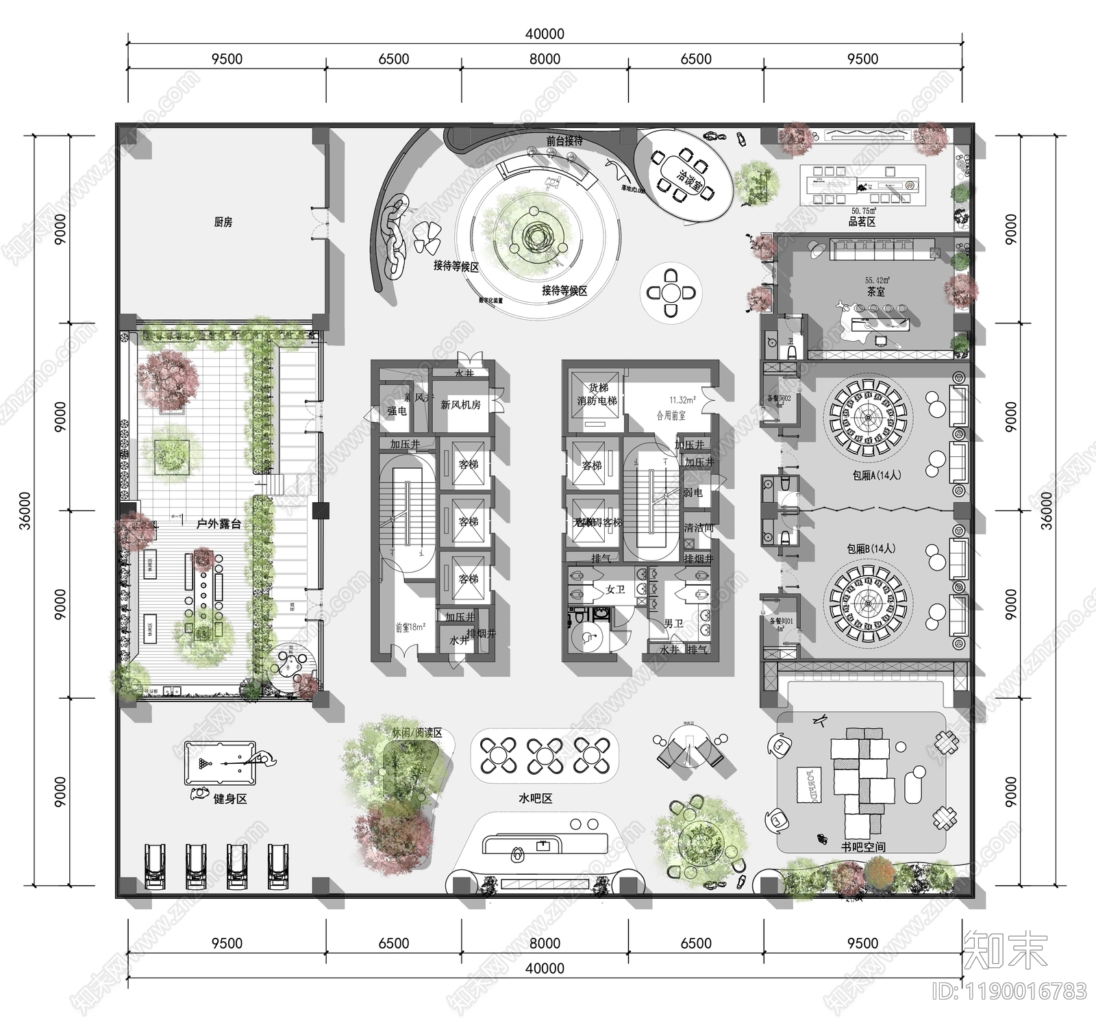 新中式现代其他工装空间cad施工图下载【ID:1190016783】