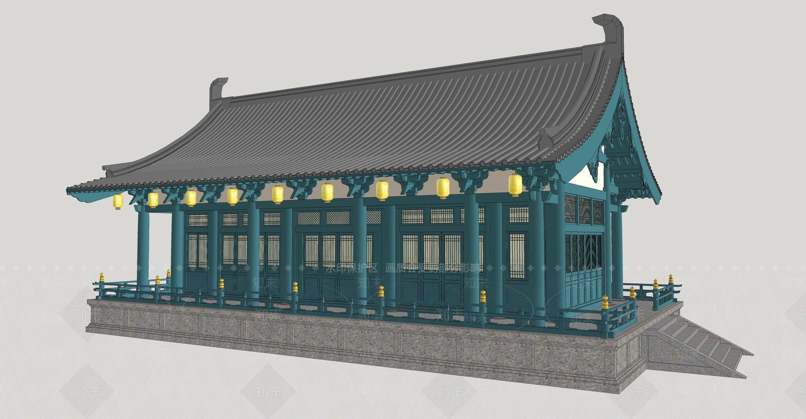 中式古建筑SU模型下载【ID:1190017196】