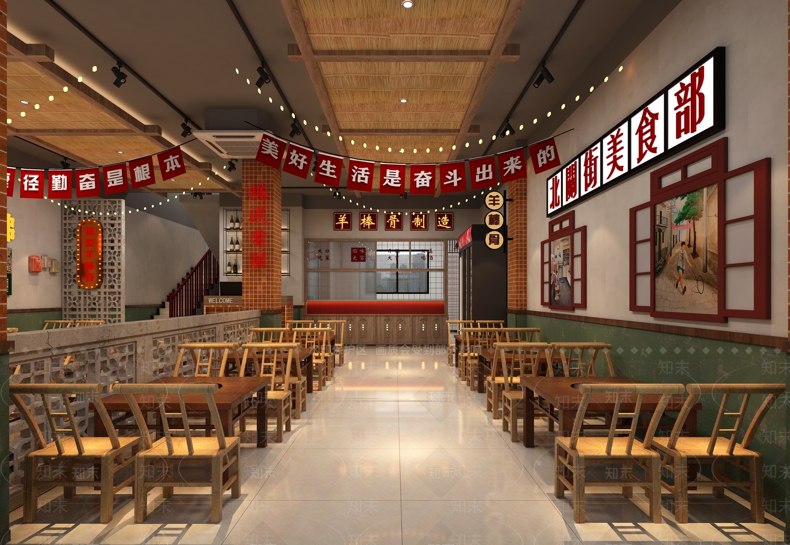复古原木火锅店3D模型下载【ID:1190018886】