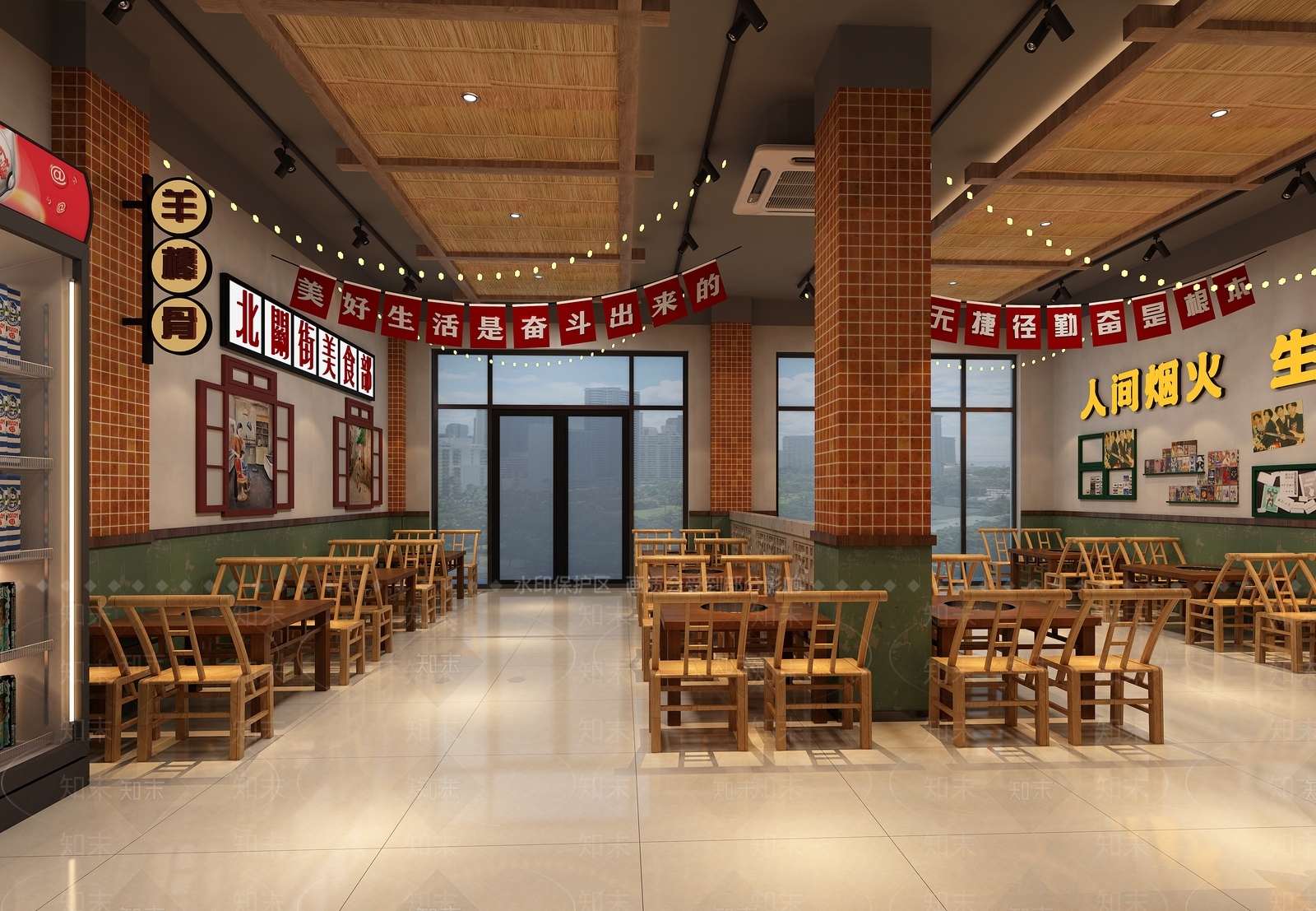 复古原木火锅店3D模型下载【ID:1190018886】