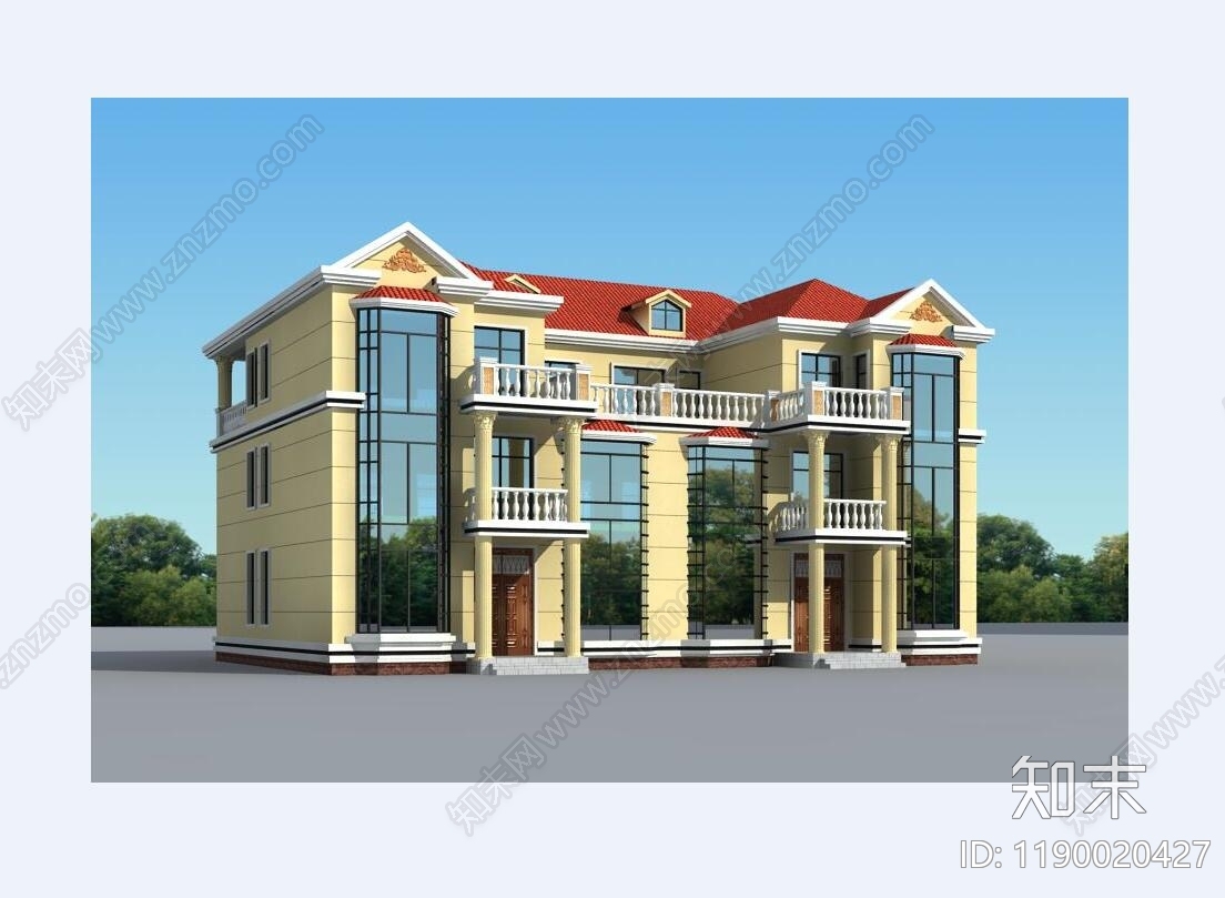 欧式别墅建筑施工图下载【ID:1190020427】