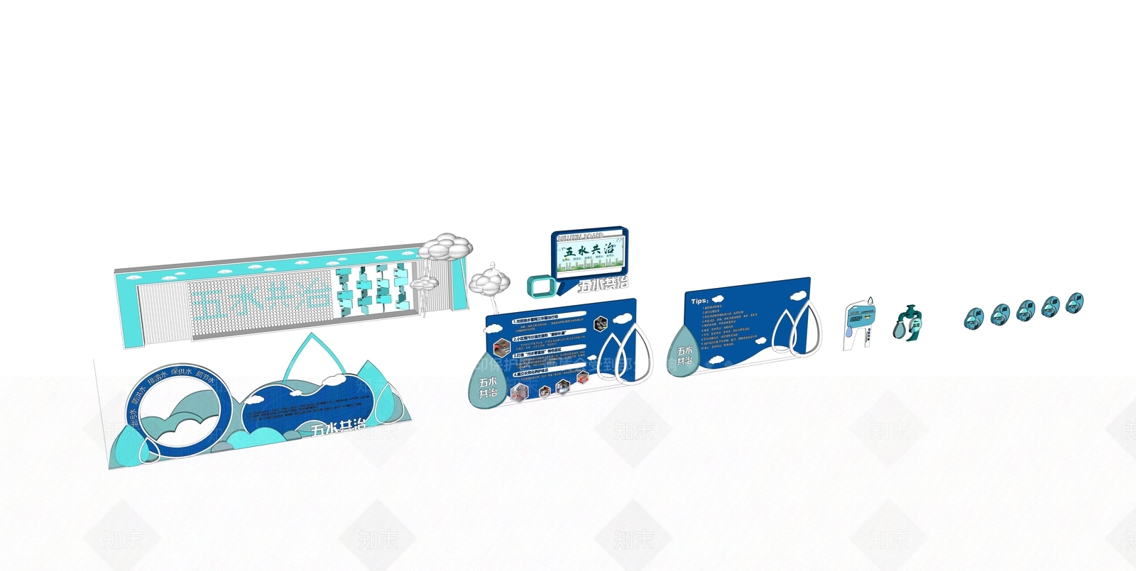 现代简约广场景观SU模型下载【ID:1190022657】