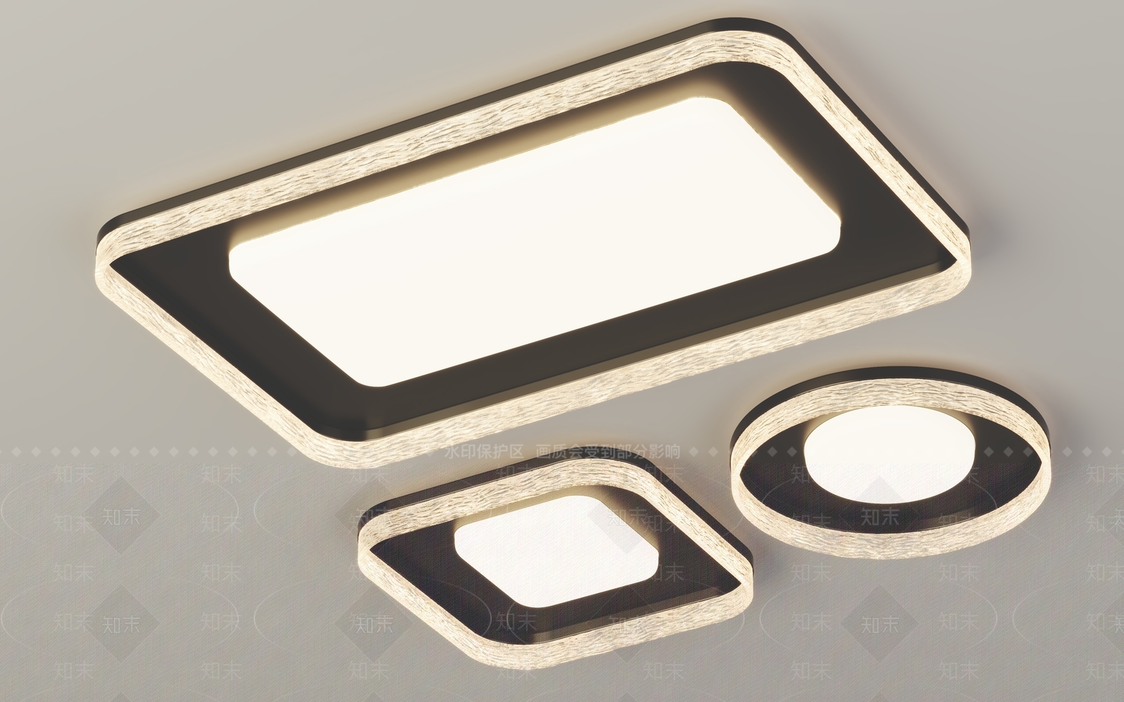 意式轻奢客厅吸顶灯3D模型下载【ID:1190020576】