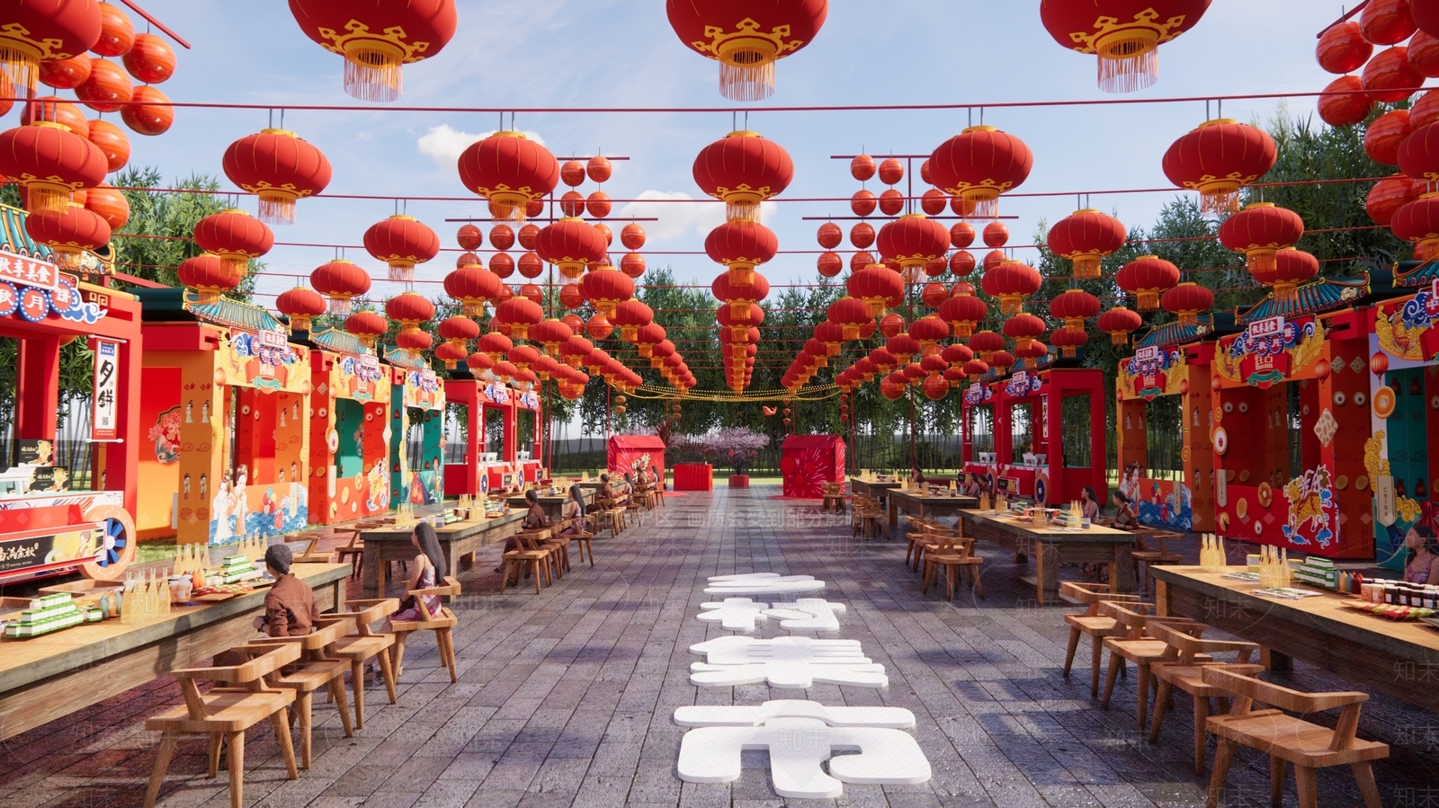 中式商业街摊位集市3D模型下载【ID:1190021234】