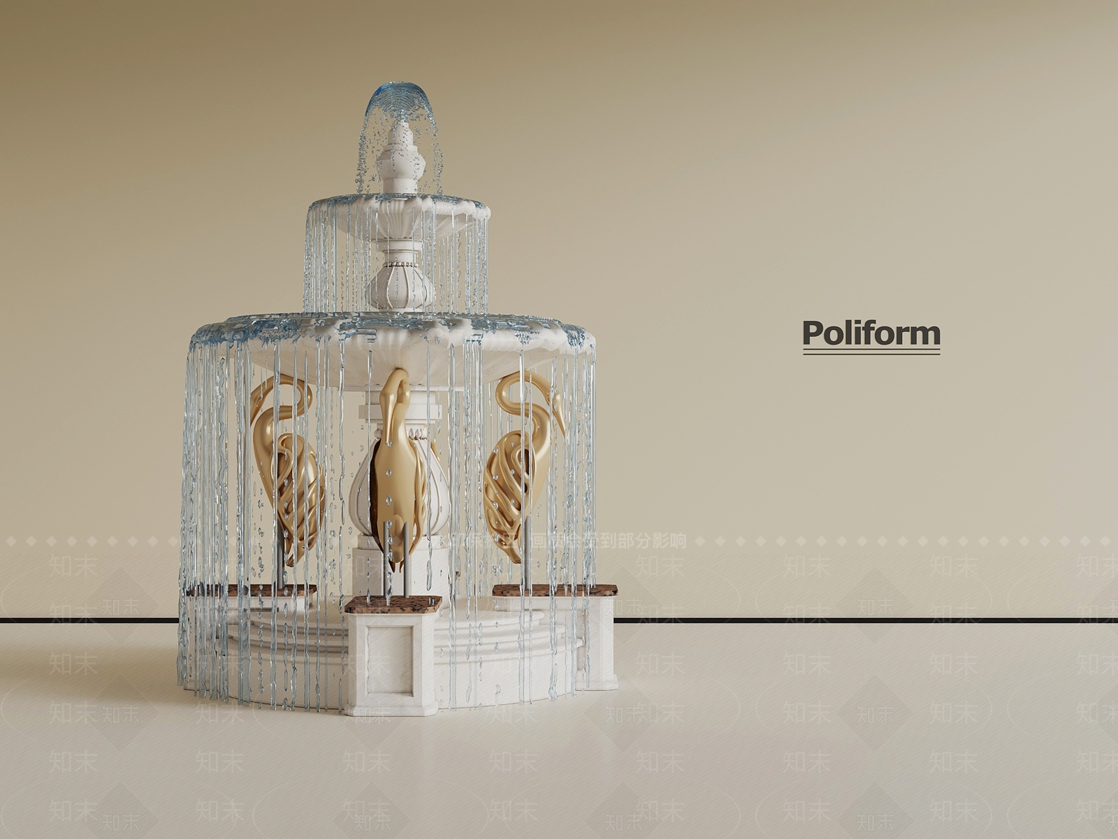 现代喷泉SU模型下载【ID:1190021249】