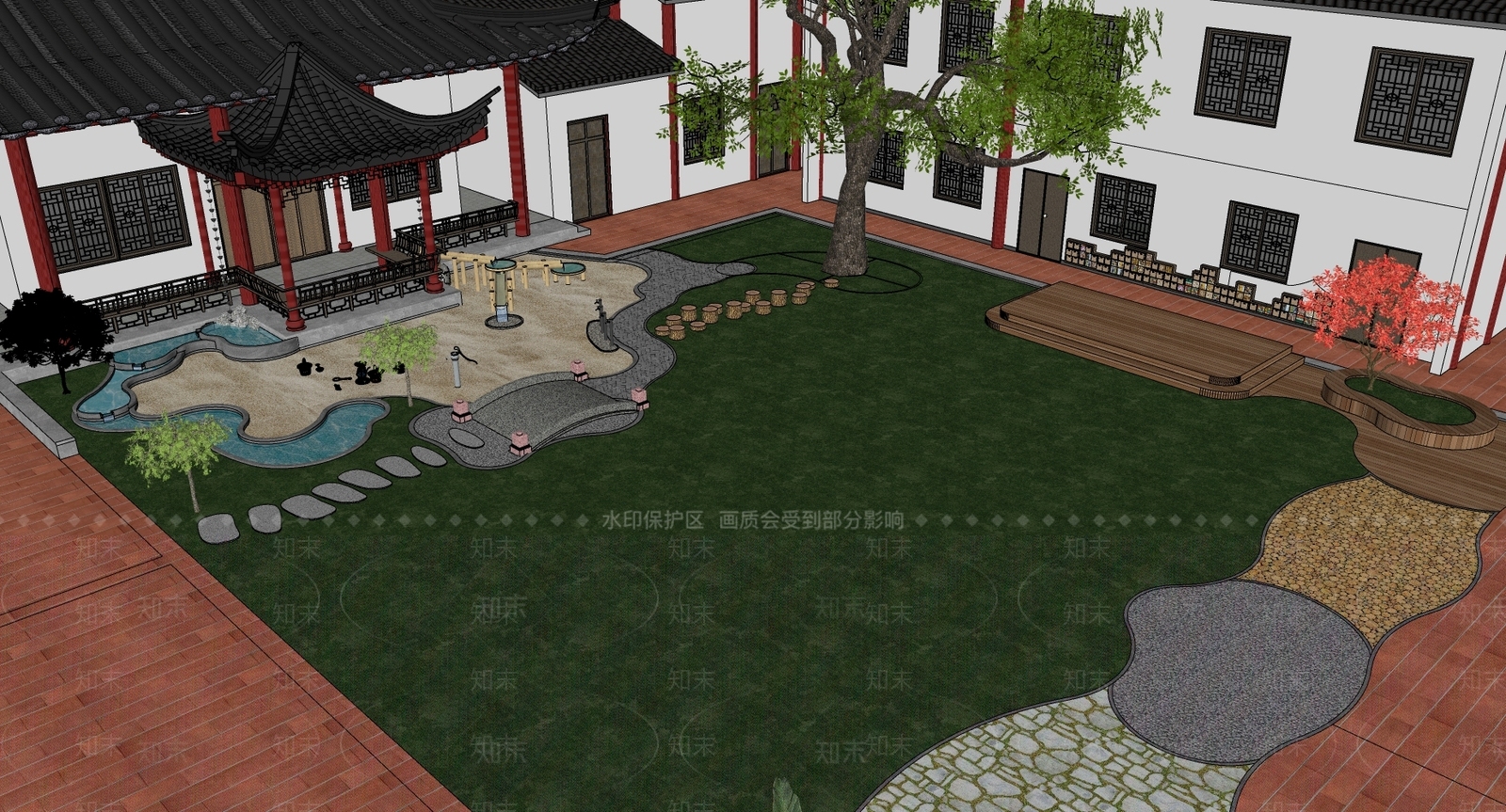 现代校园景观SU模型下载【ID:1190021971】