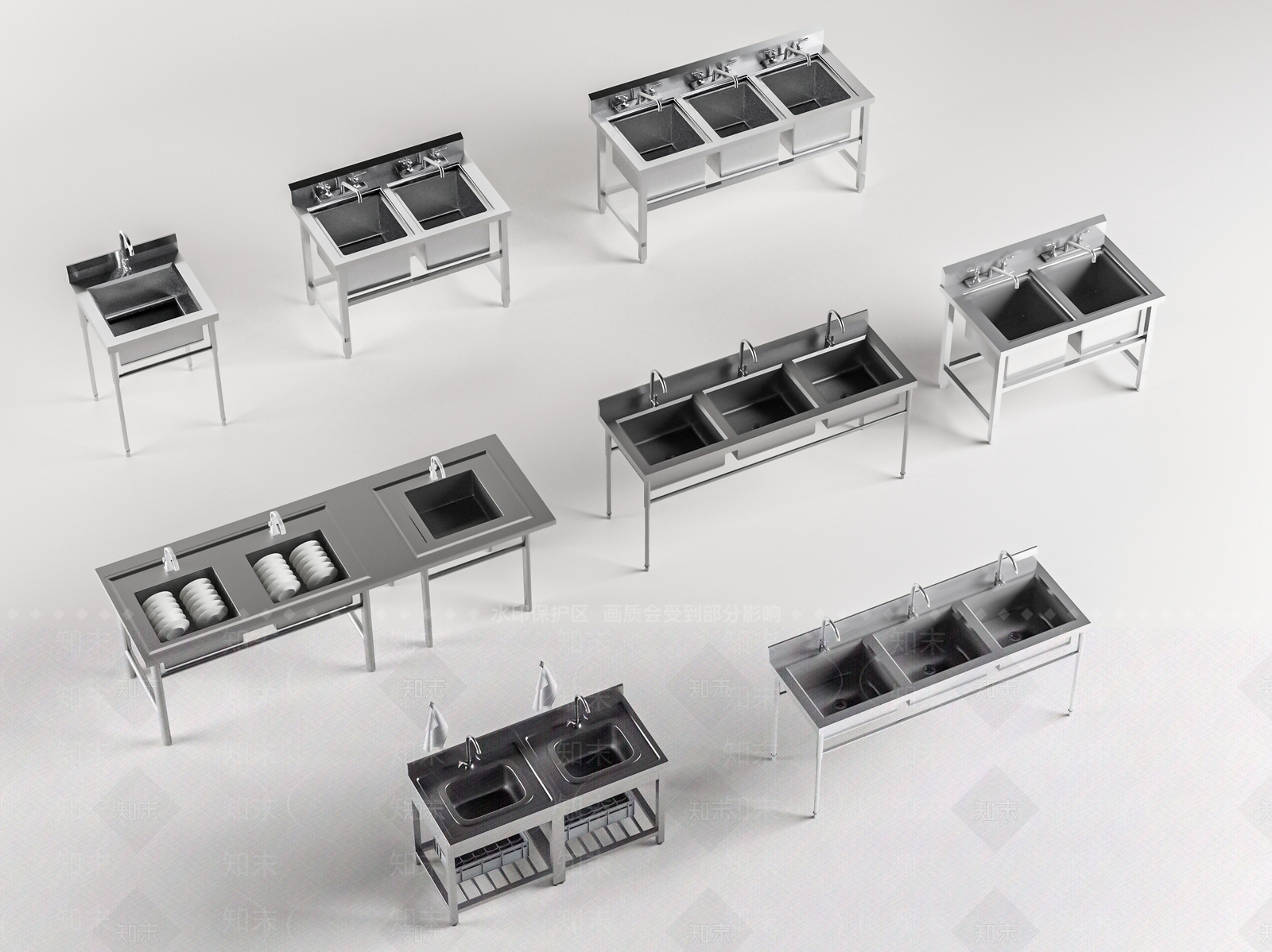 现代水槽SU模型下载【ID:1190021635】
