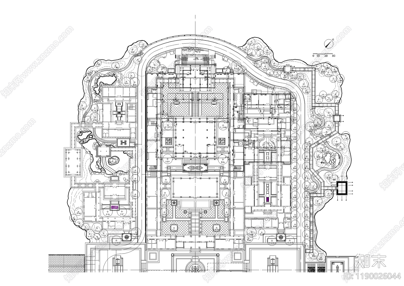 中式植物配置图库cad施工图下载【ID:1190026044】