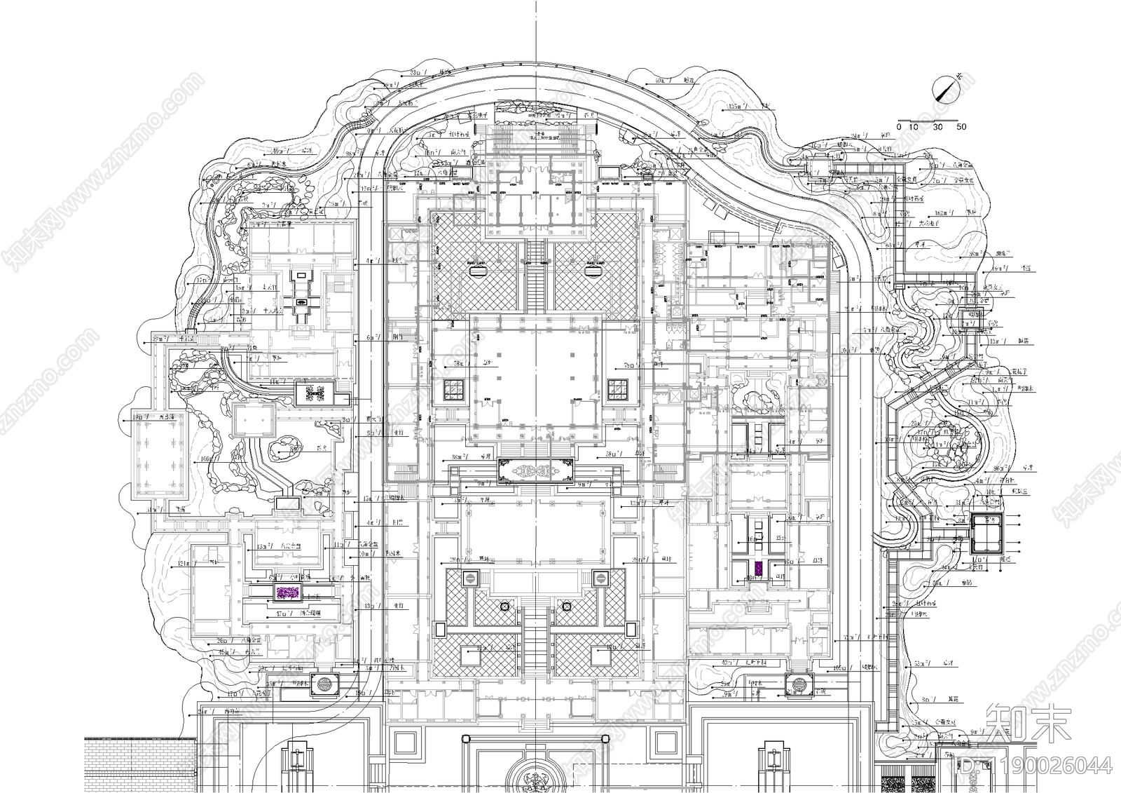 中式植物配置图库cad施工图下载【ID:1190026044】