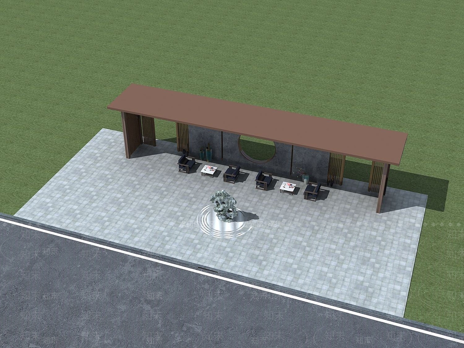 现代景观背景墙3D模型下载【ID:1190033906】