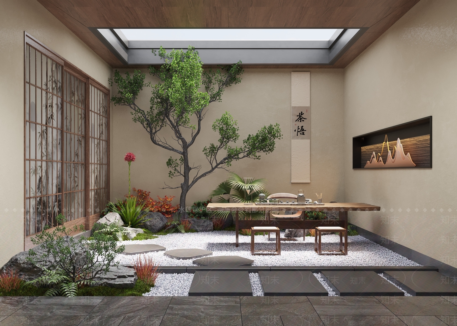 新中式别墅庭院SU模型下载【ID:1190034307】