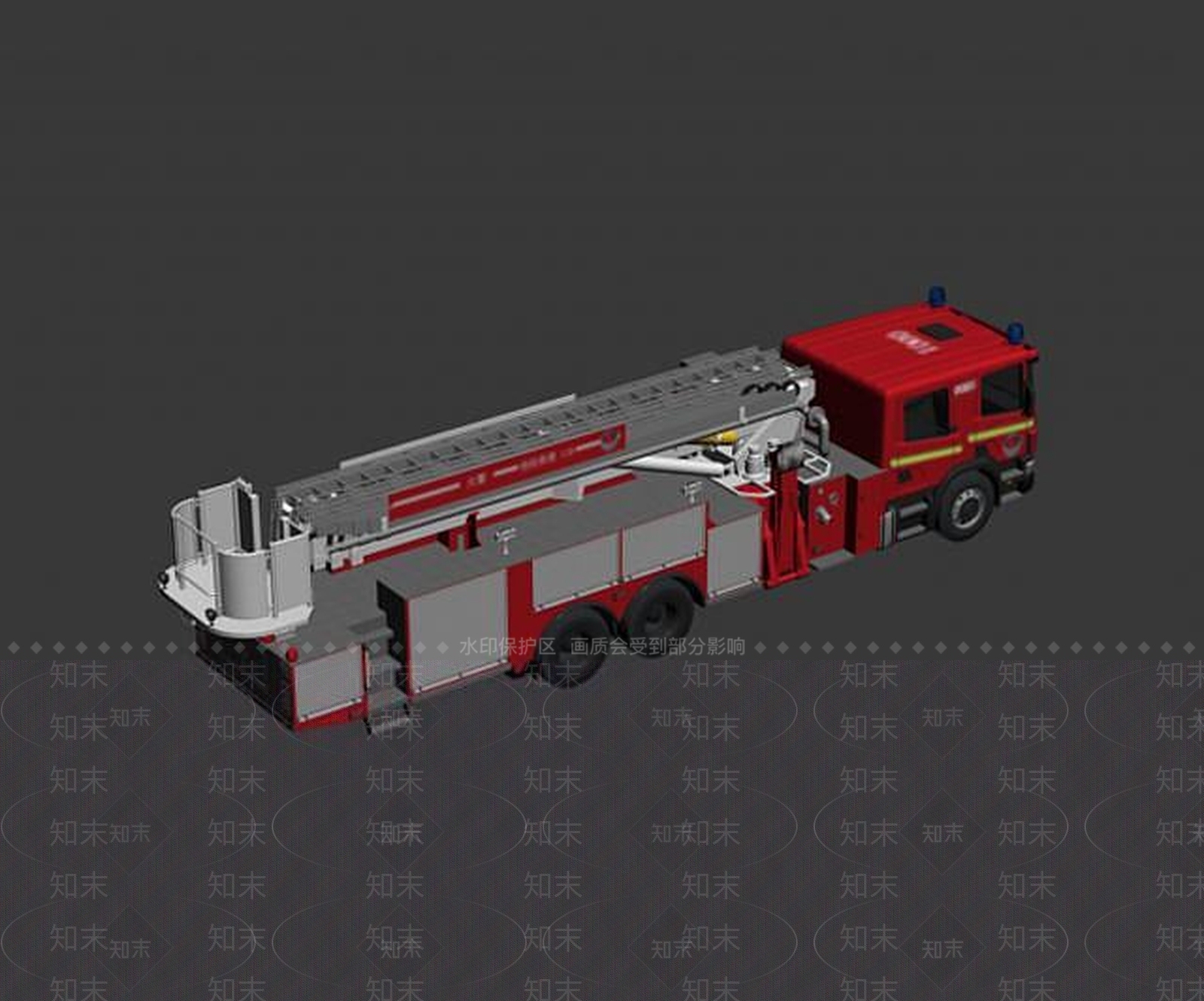 现代云梯消防车3D模型下载【ID:1190040796】