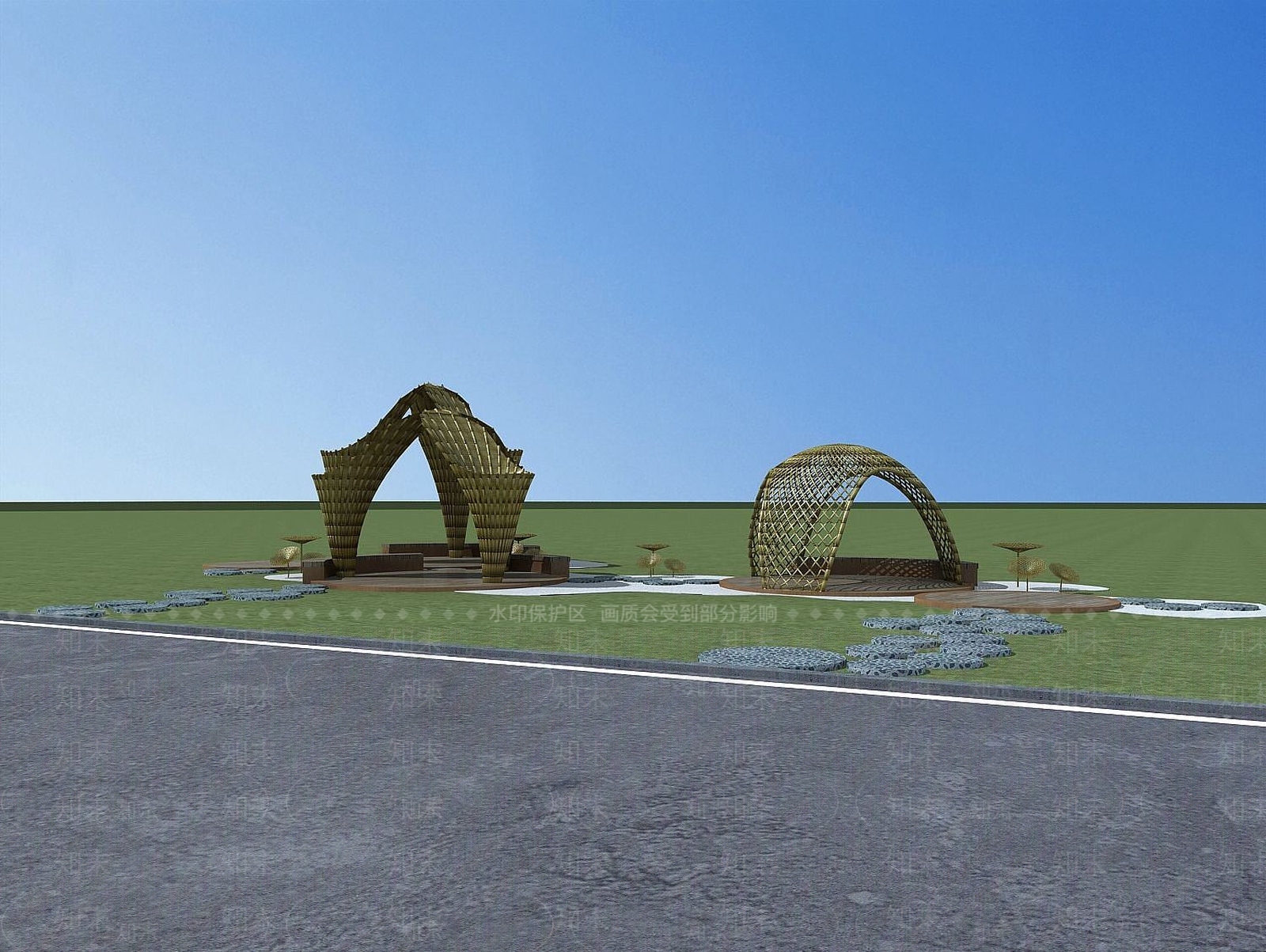 现代生态凉亭3D模型下载【ID:1190040960】
