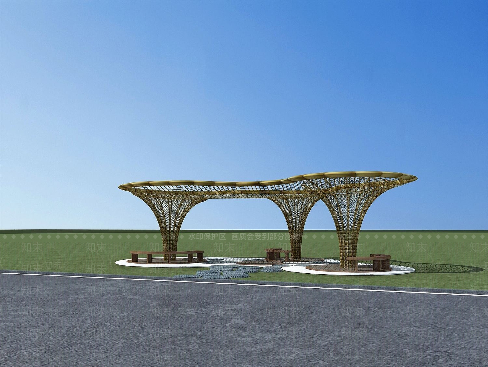 现代生态遮阳棚3D模型下载【ID:1190040974】