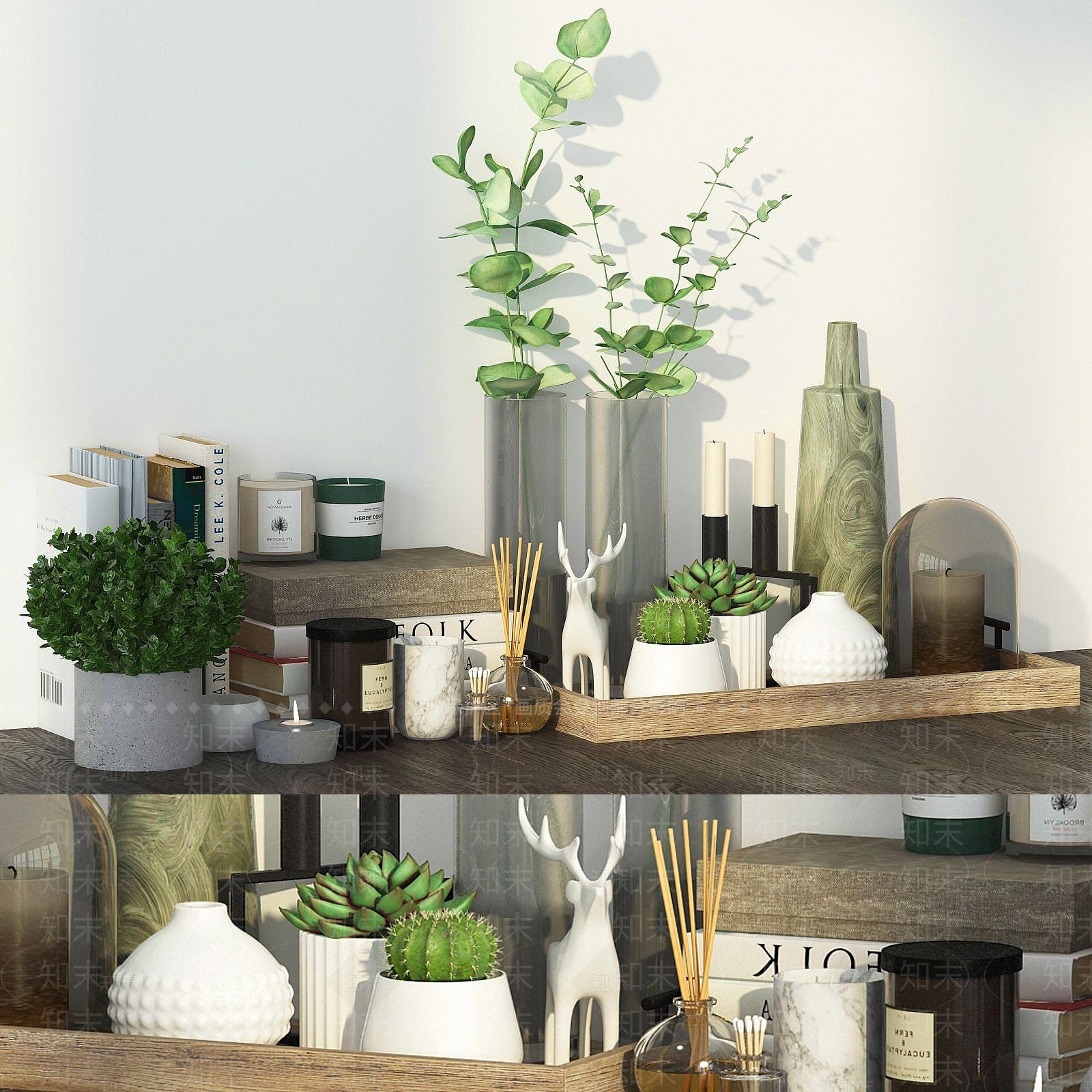 现代桌面摆件组合3D模型下载【ID:1190042970】