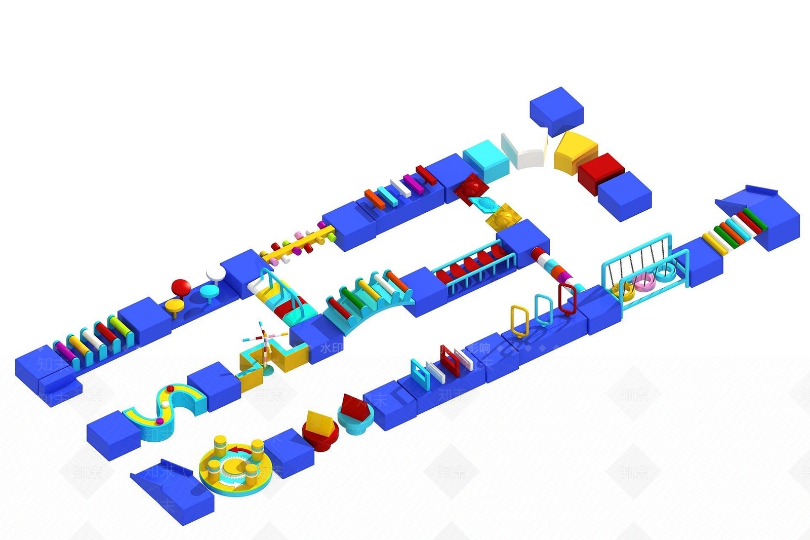现代智勇冲关游乐设备3D模型下载【ID:1190043246】