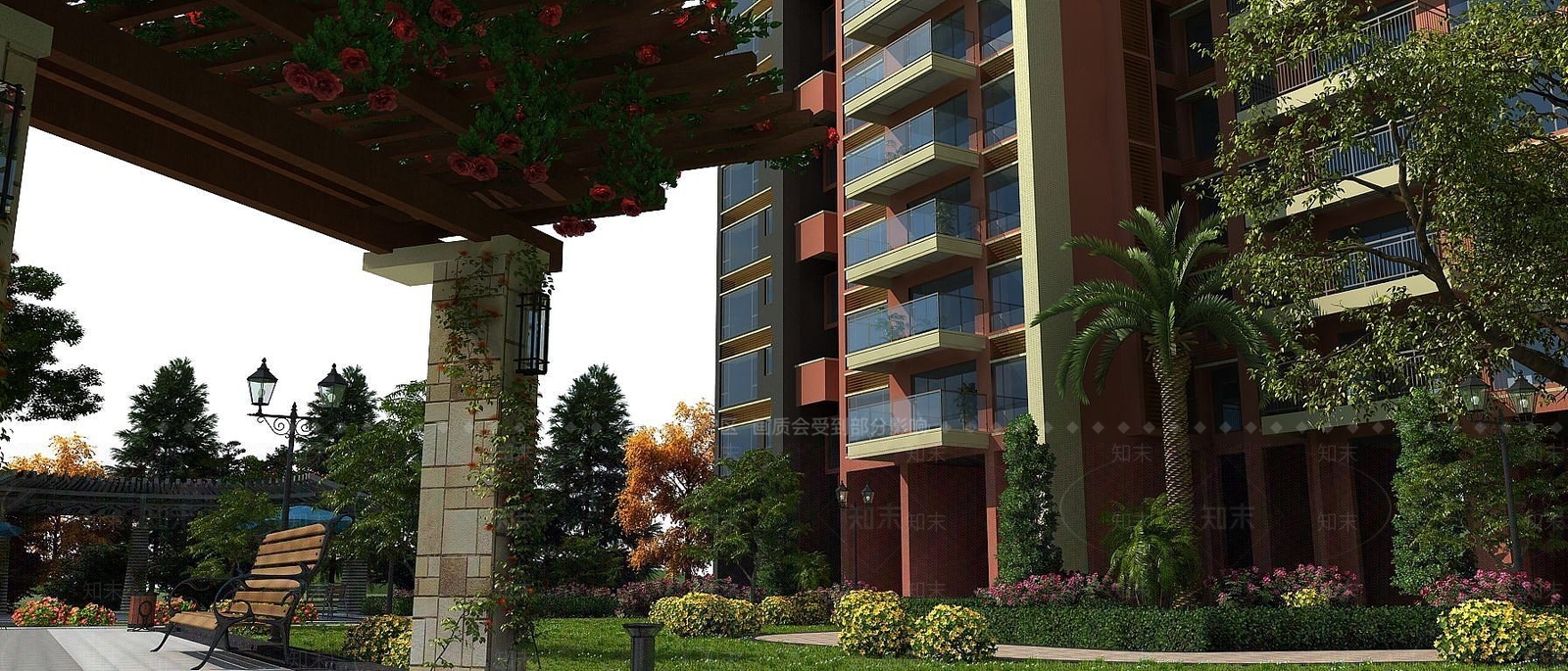 现代住宅小区庭院3D模型下载【ID:1190043955】