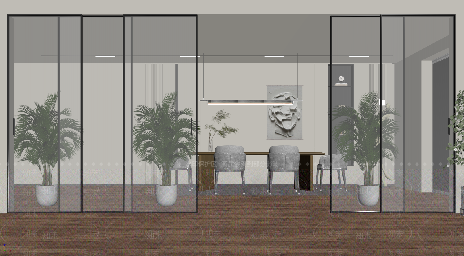 现代轻奢推拉门SU模型下载【ID:1190044877】
