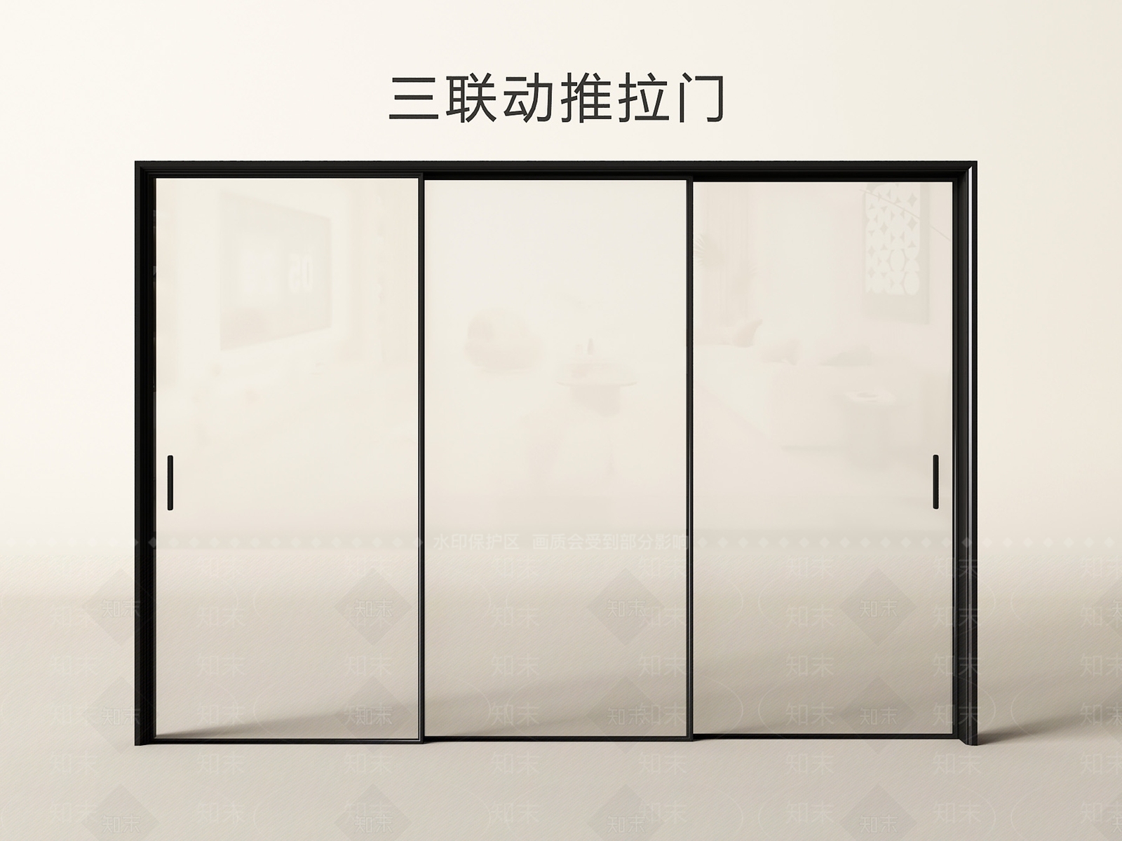 现代推拉门SU模型下载【ID:1190045089】