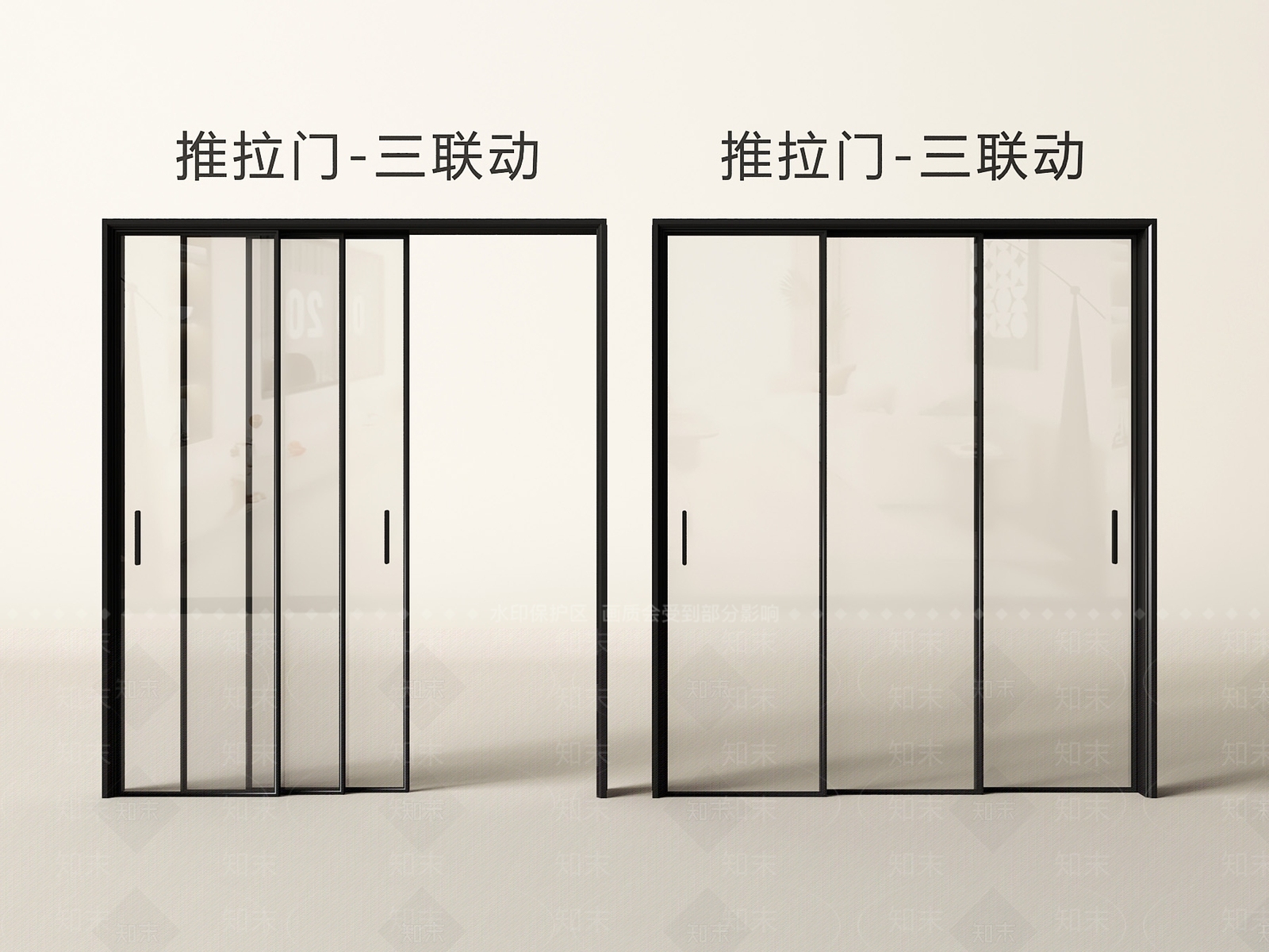 现代推拉门SU模型下载【ID:1190045176】