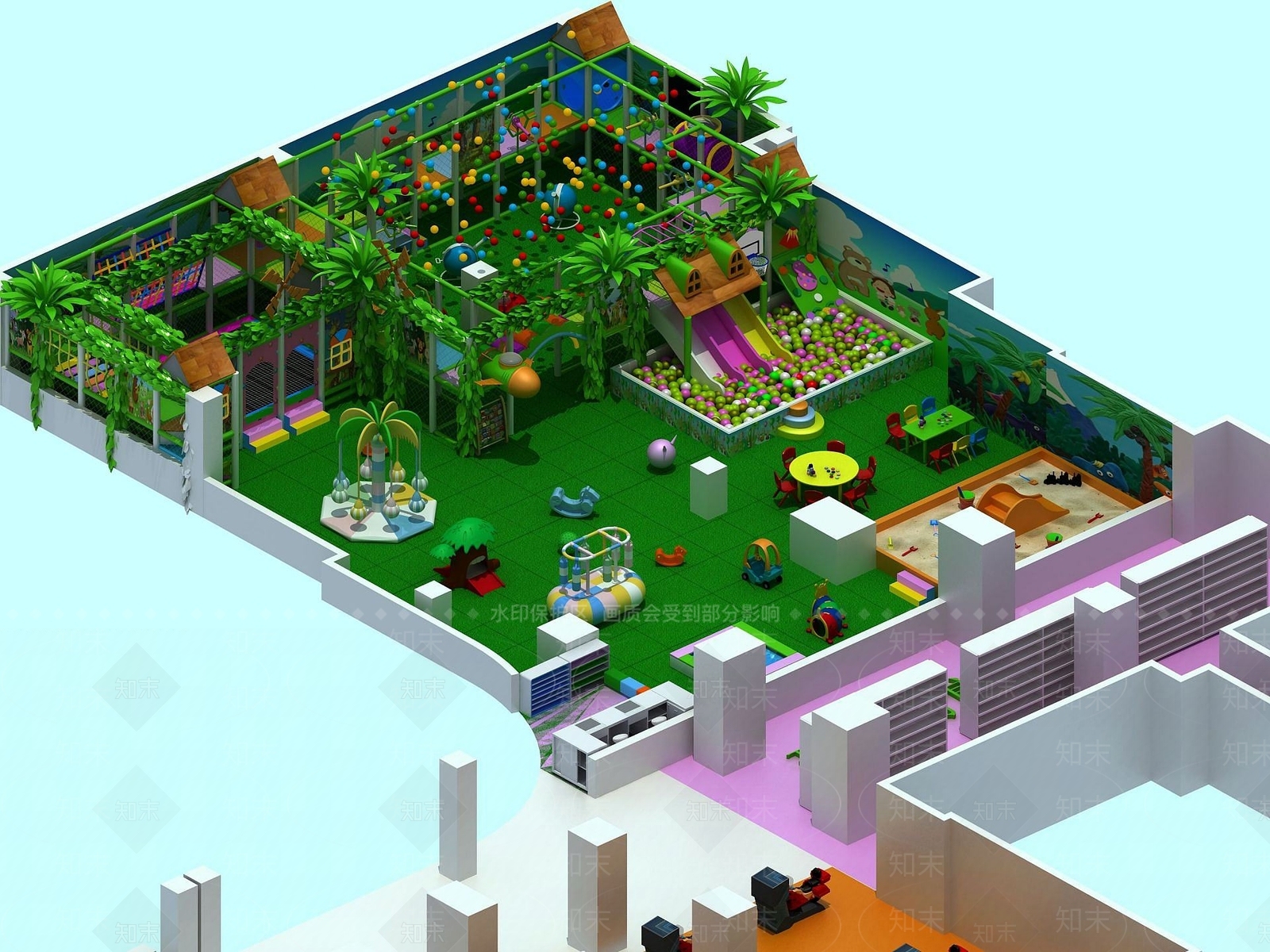 现代儿童游乐园3D模型下载【ID:1190046218】