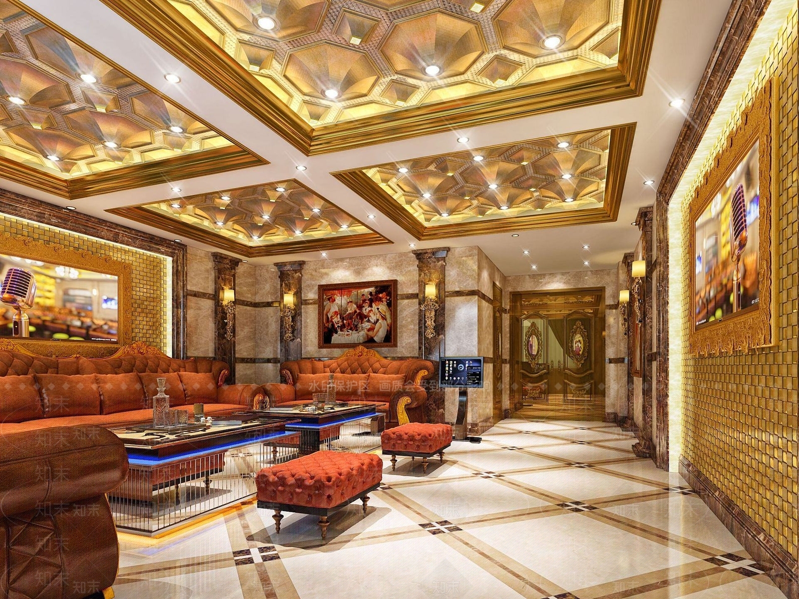 现代豪华KTV包房3D模型下载【ID:1190046387】