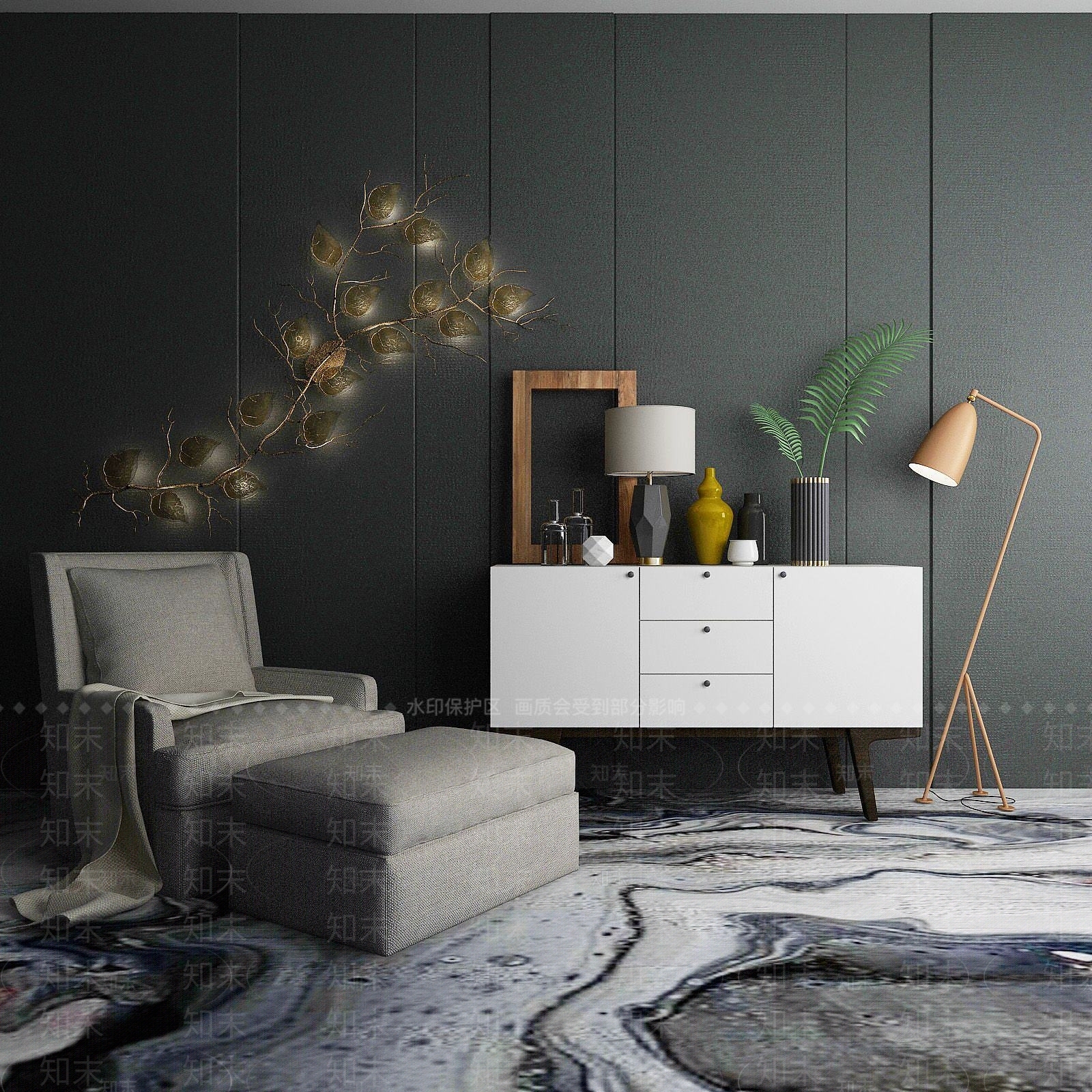 北欧柜子3D模型下载【ID:1190047926】